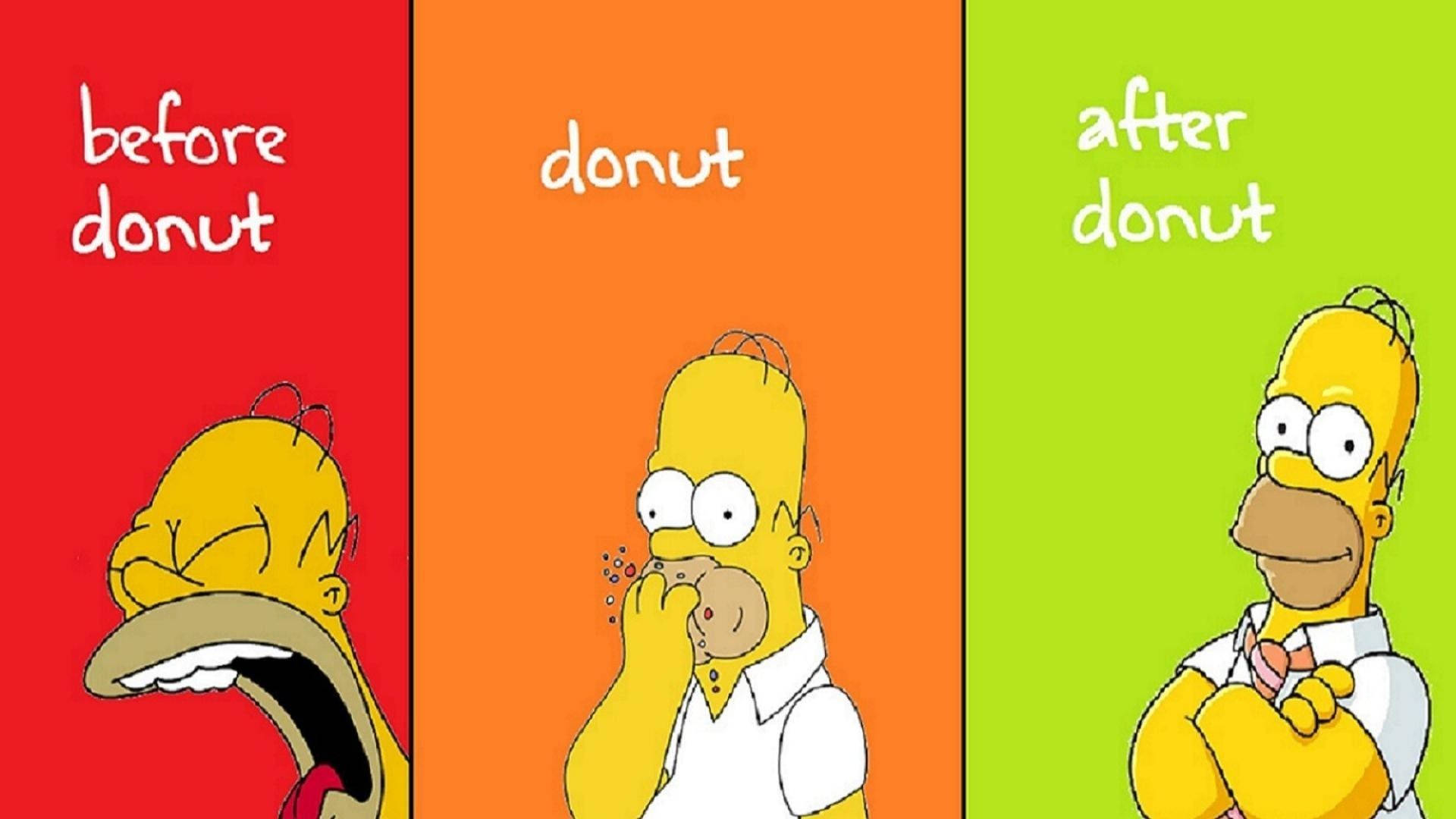 Homer Simpson Funny Donut Evolution Background