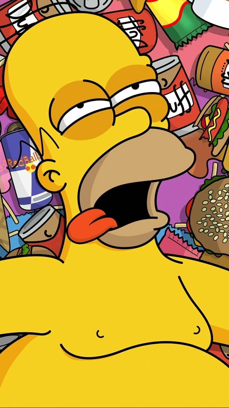 Homer Simpson Funny Drunk Face Background