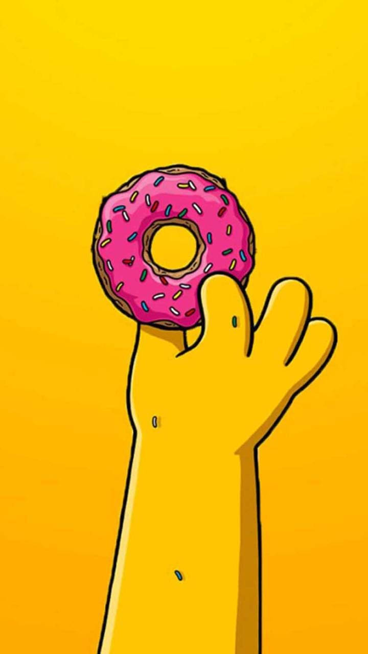 Homer Simpson Holding A Donut Background