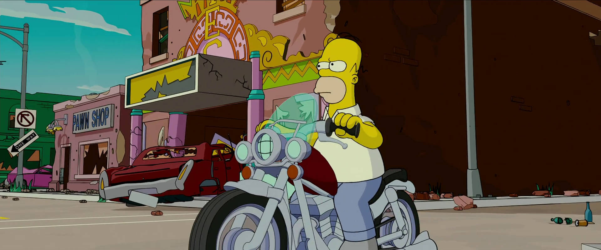 Homer Simpsons On Motorcycle The Simpsons Movie Background