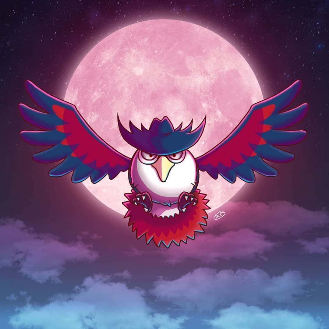 Honchkrow Flying During Full Moon Background