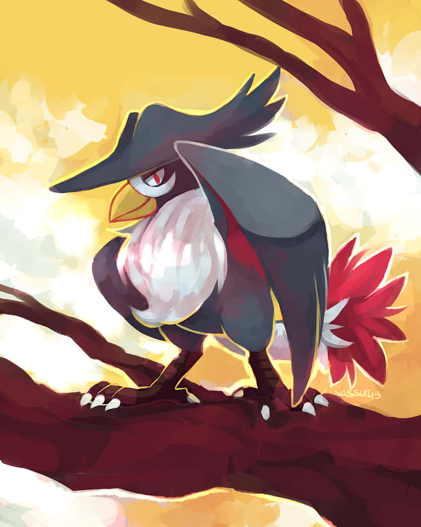 Honchkrow On A Tree Background
