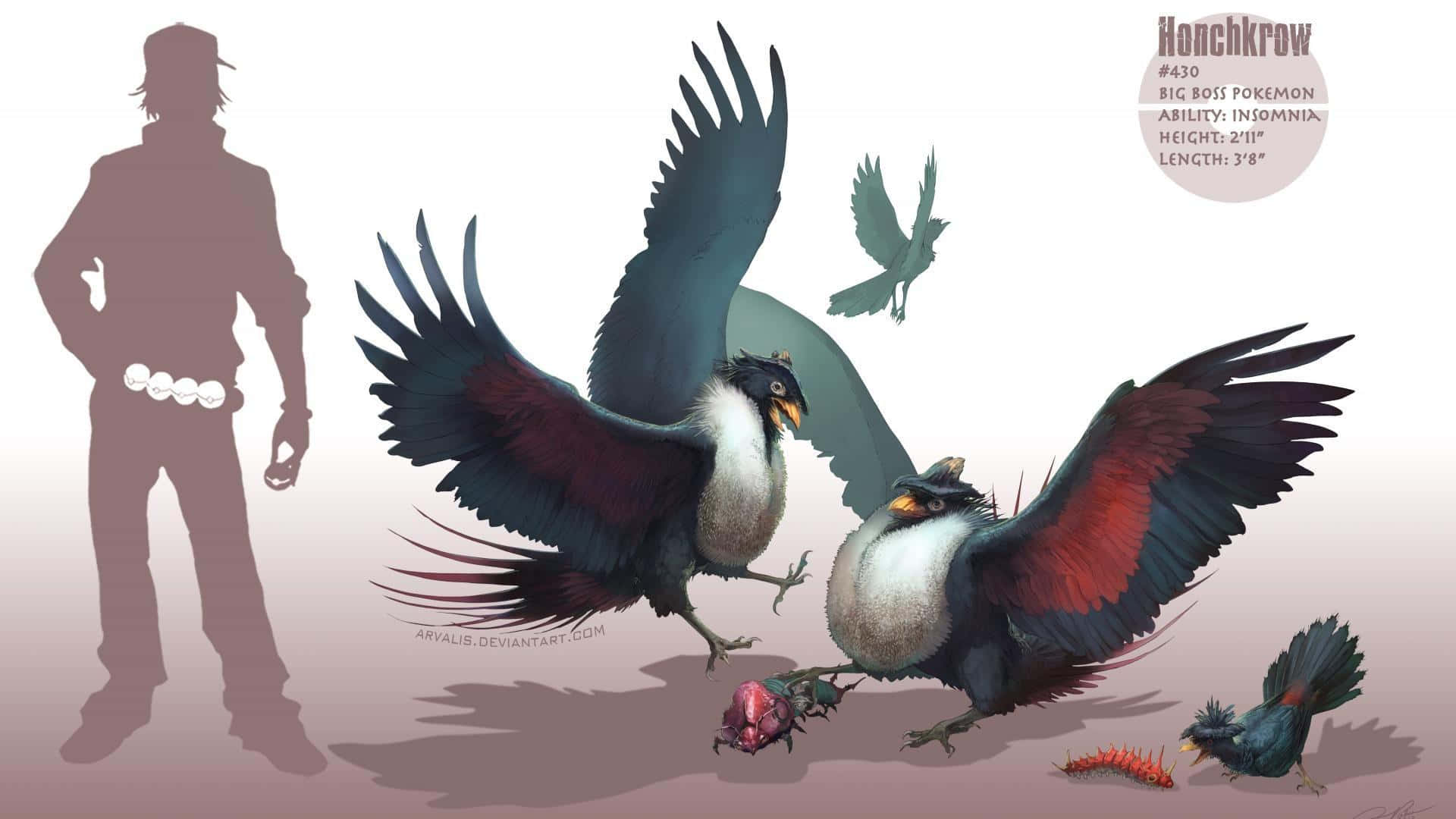 Honchkrow Showdown - Two Dynamic Pokemon In Battle Background