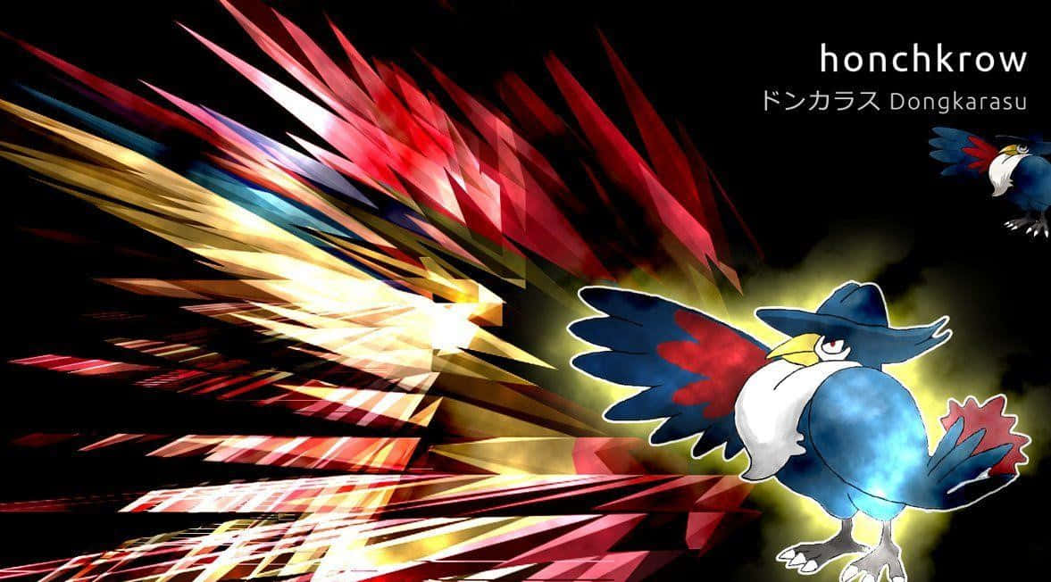 Honchkrow Surrounded By Yellow Aura Background