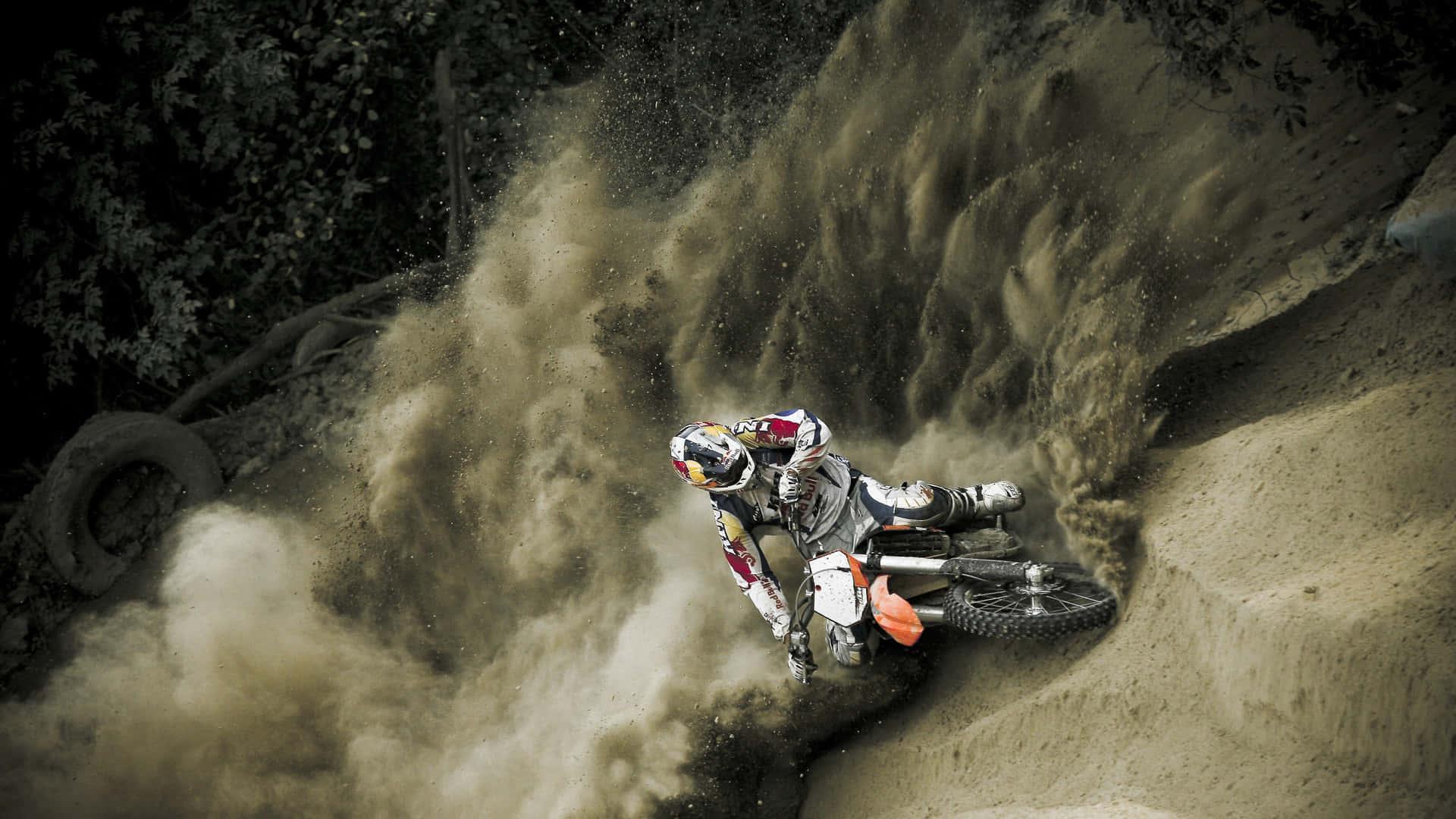 Honda Dirt Bike Huge Smoke Behind Background