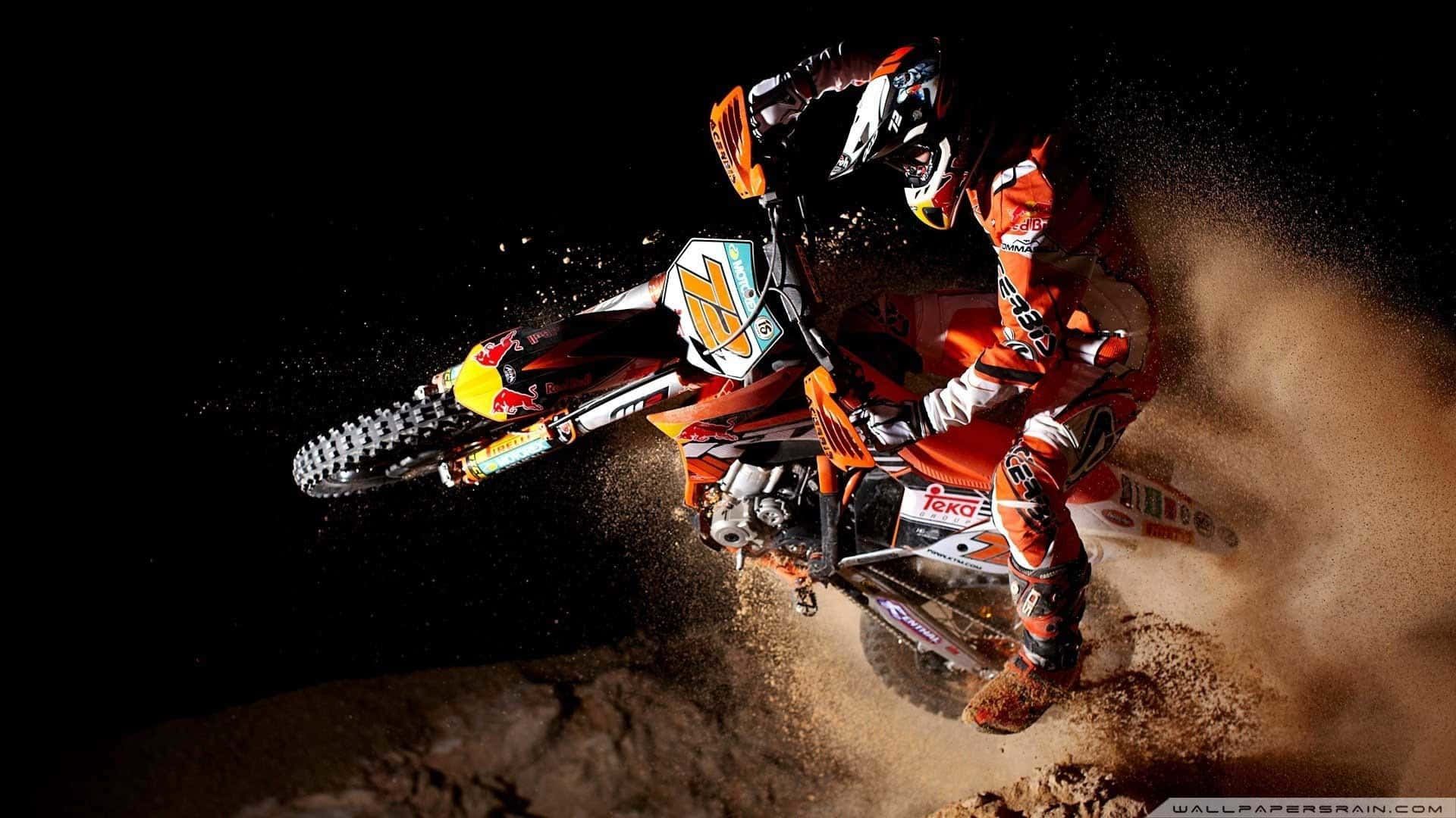 Honda Dirt Bike Orange Jump Background