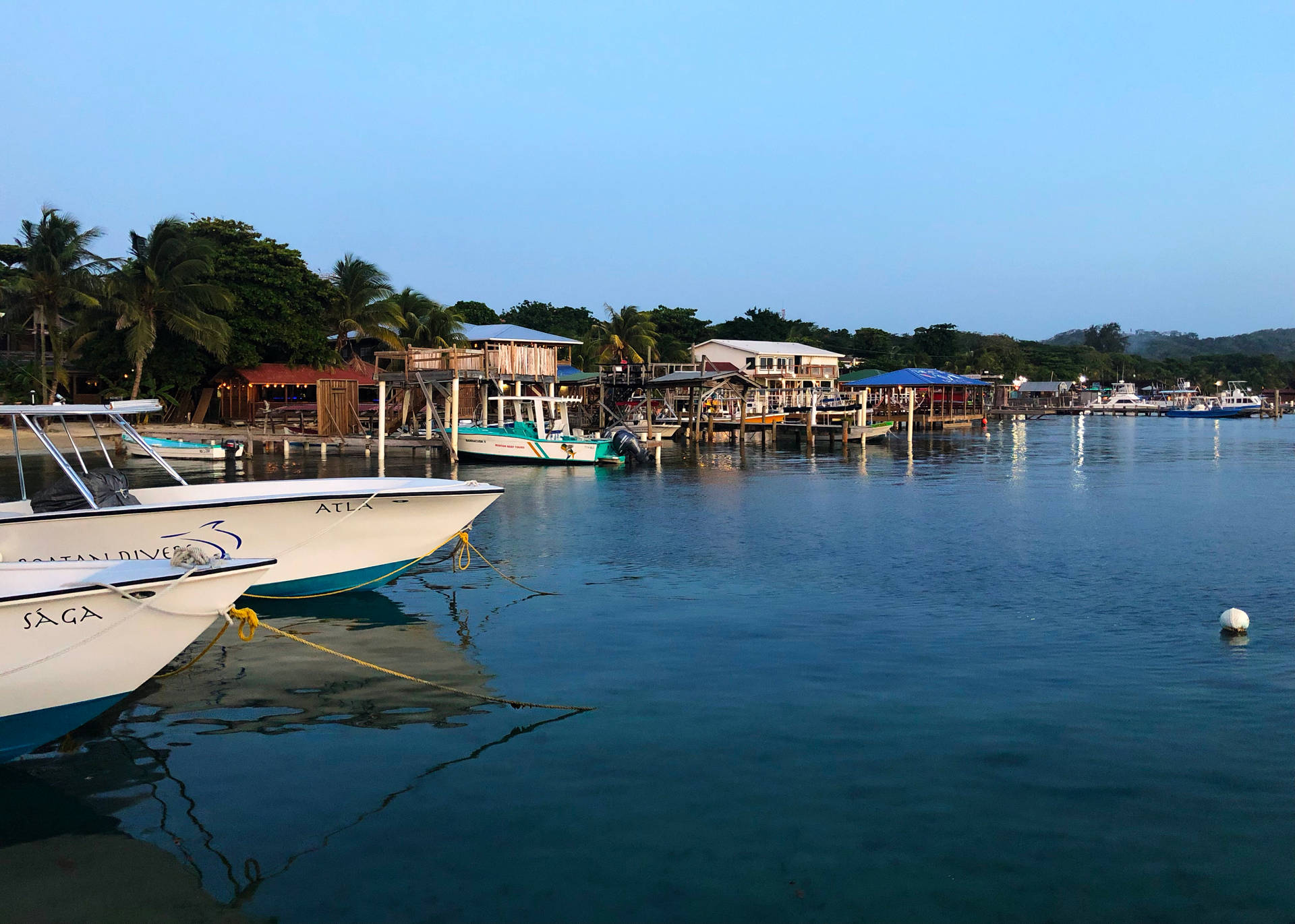 Honduras Harbor And Blue Sea Background