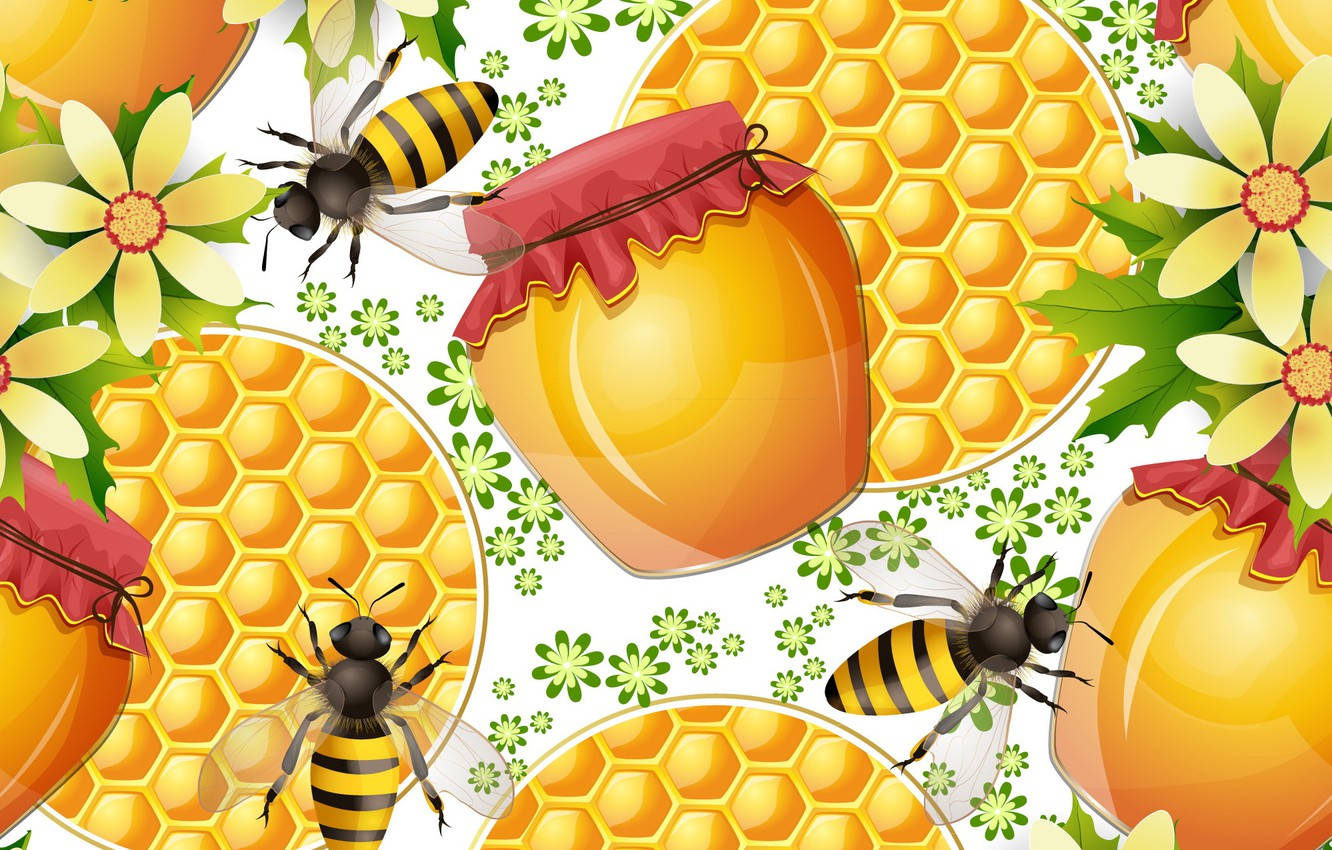 Honey And Bees Digital Art Background