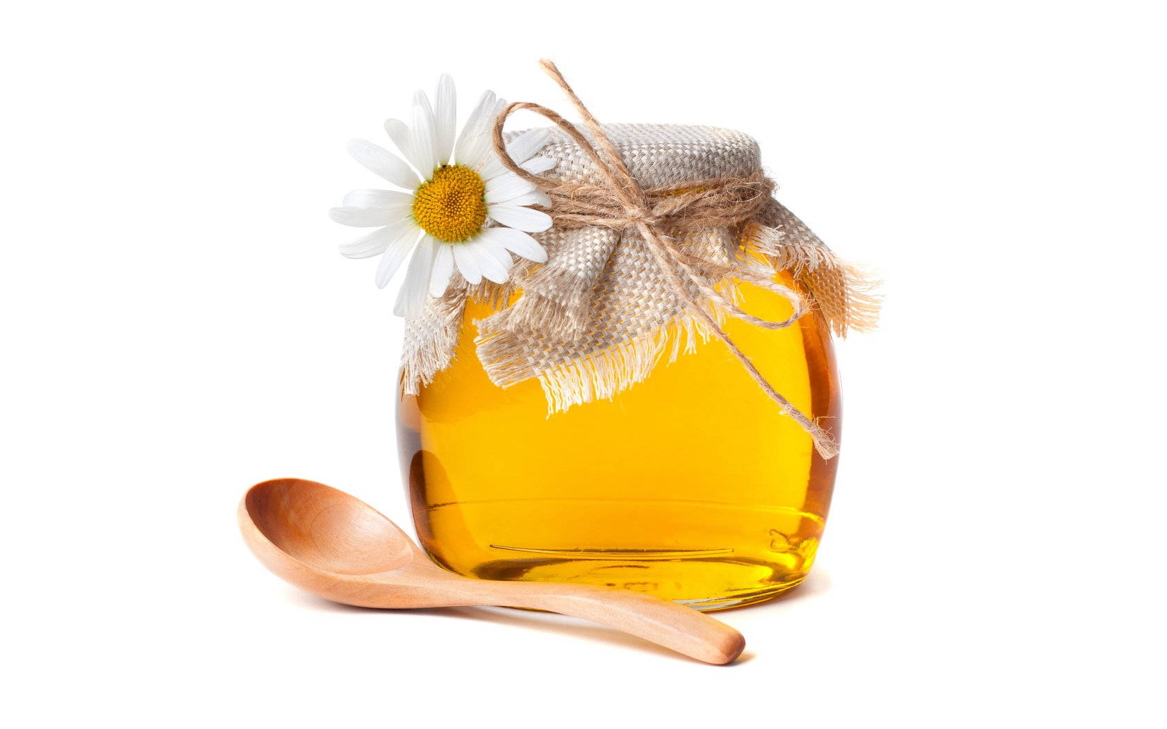 Honey Jar And Wooden Spoon Background