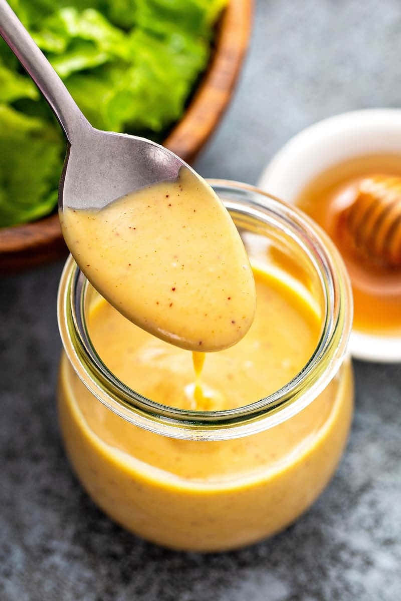 Honey Mustard Dressing Jar Background