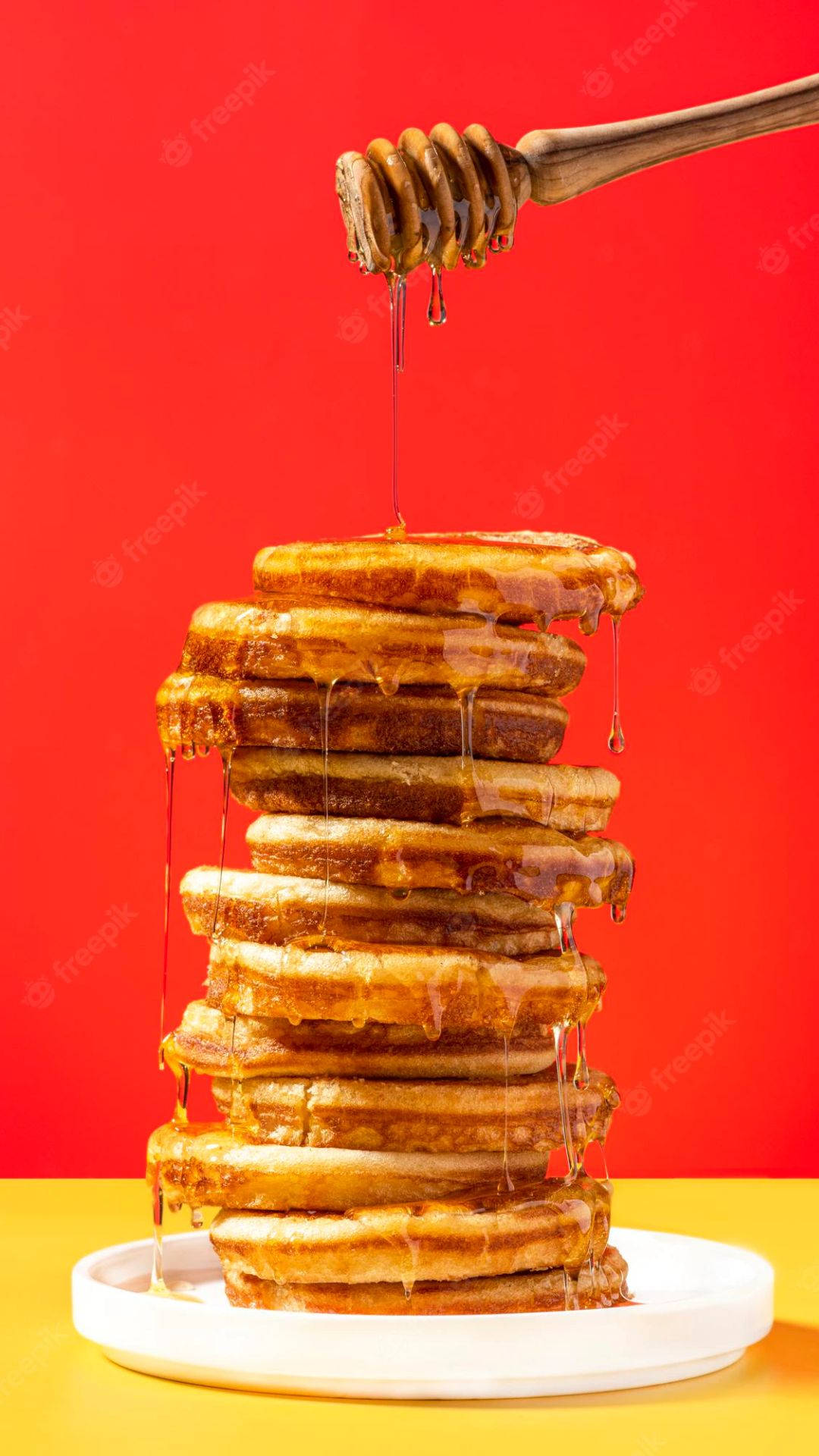 Honey Overload On Pancakes Background