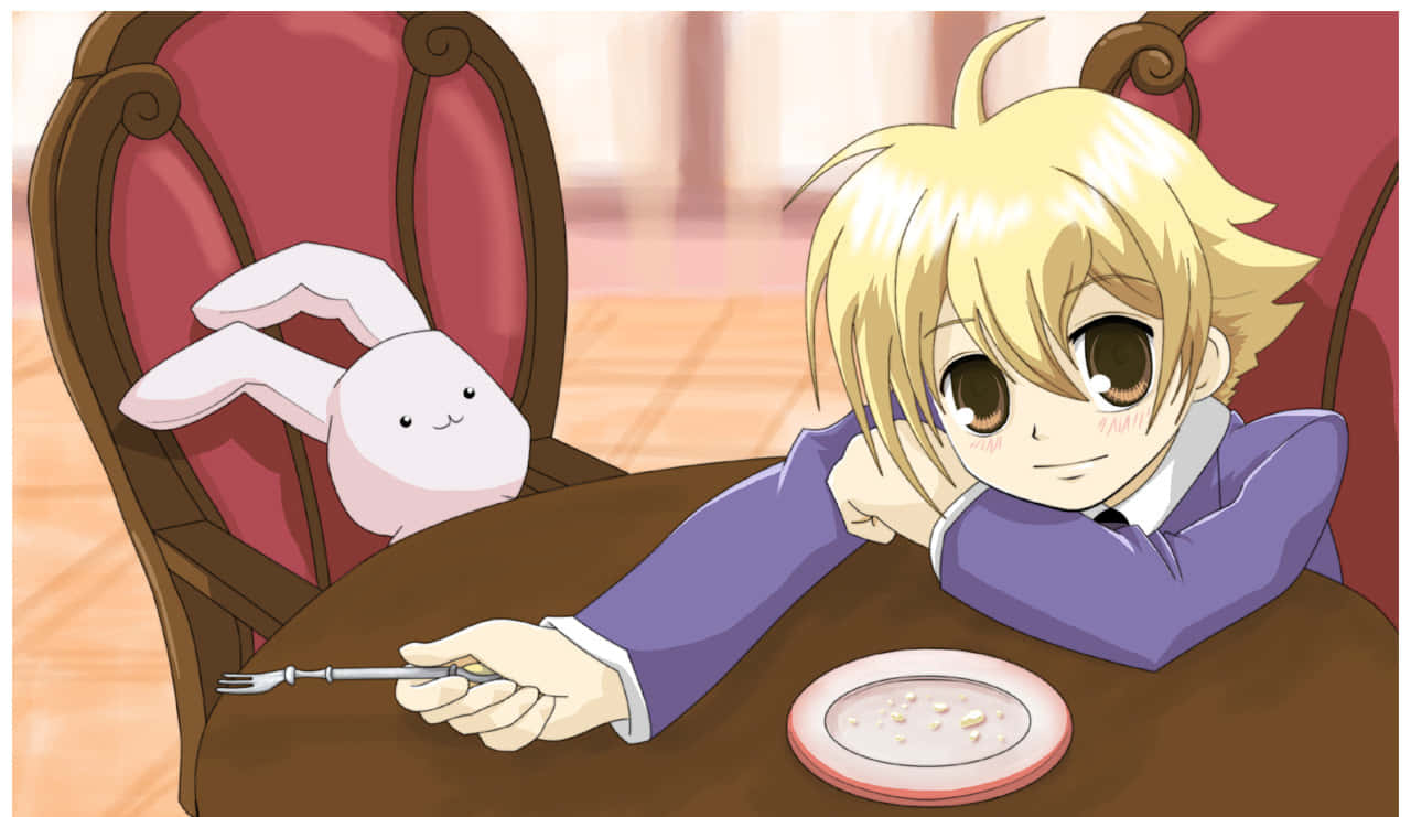Honey Senpai Anime Character With Bunny Background