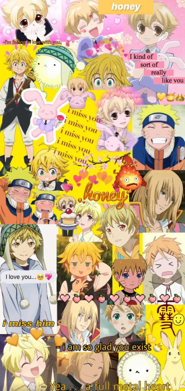 Honey Senpai Collage Anime Characters Background