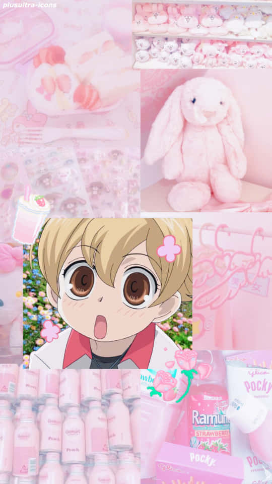 Honey Senpai Collage Pink Aesthetic Background