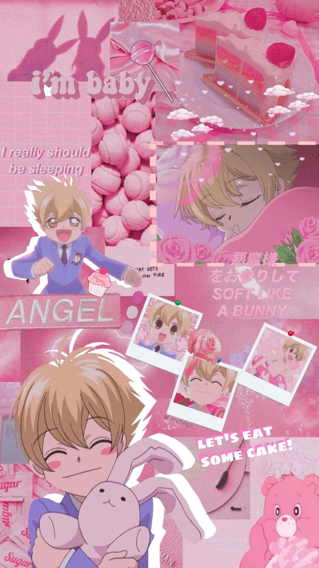 Honey Senpai Collage Pink Aesthetic Background