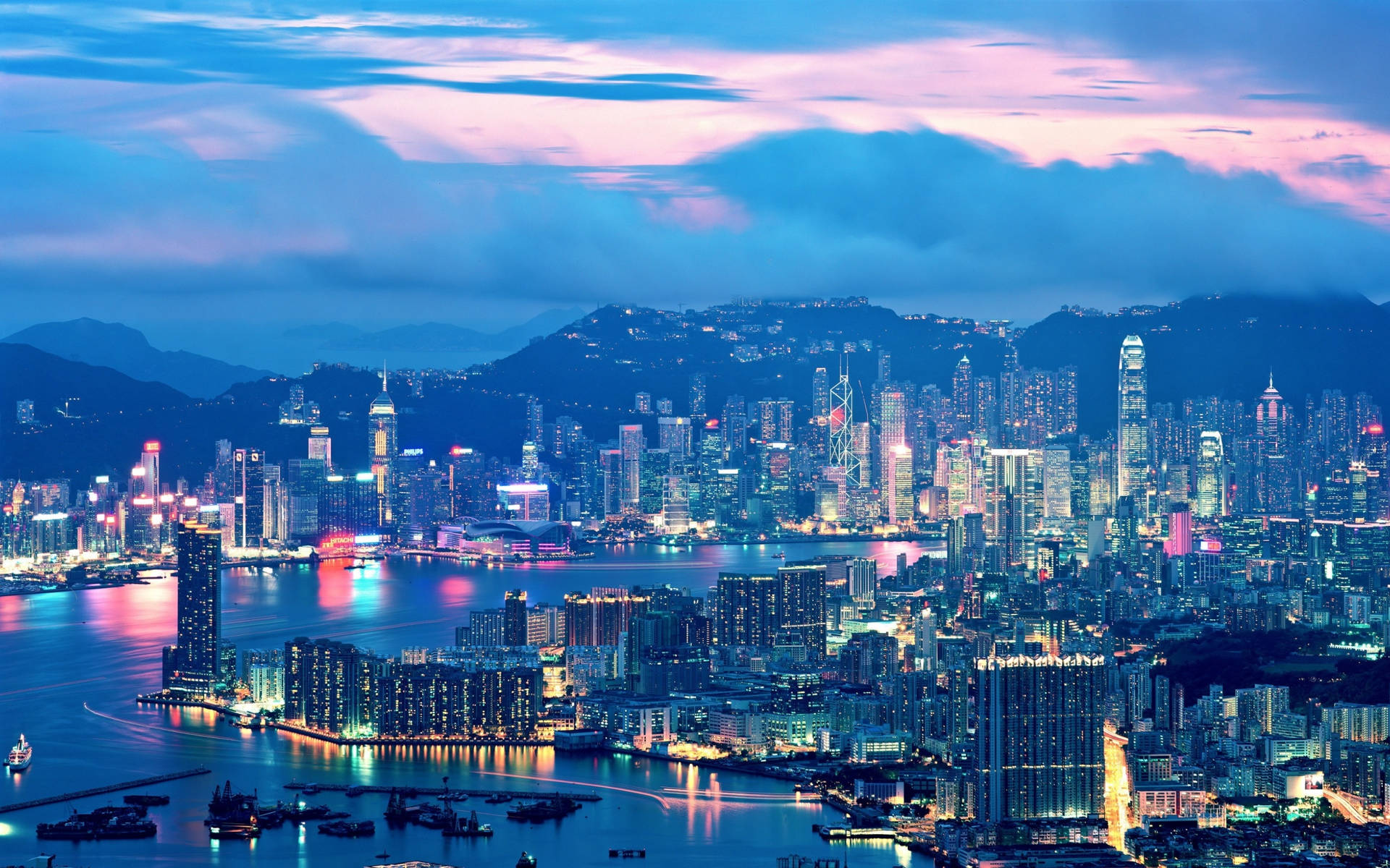 Hong Kong City Lights Background