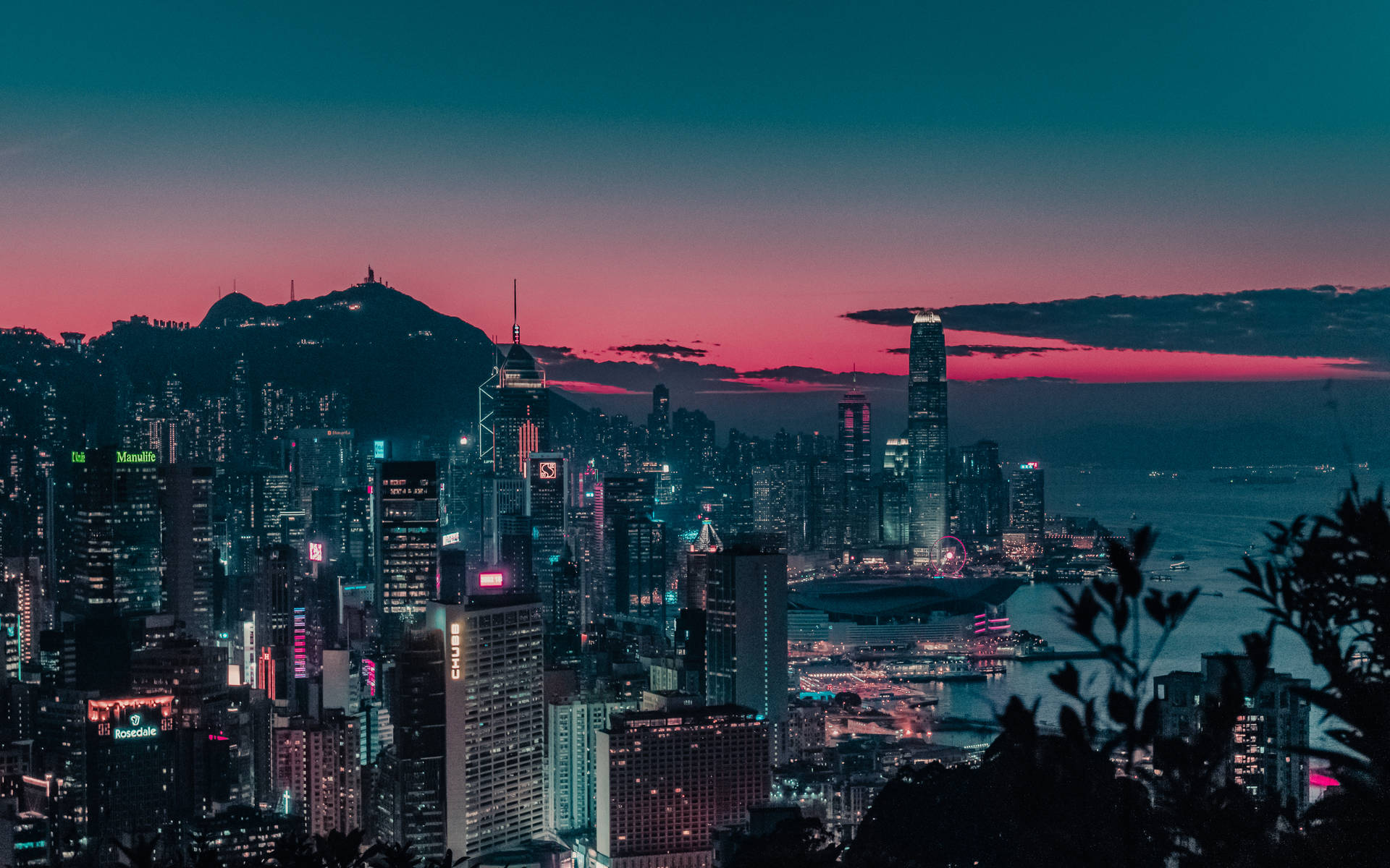 Hong Kong Pink Dark Green Sky