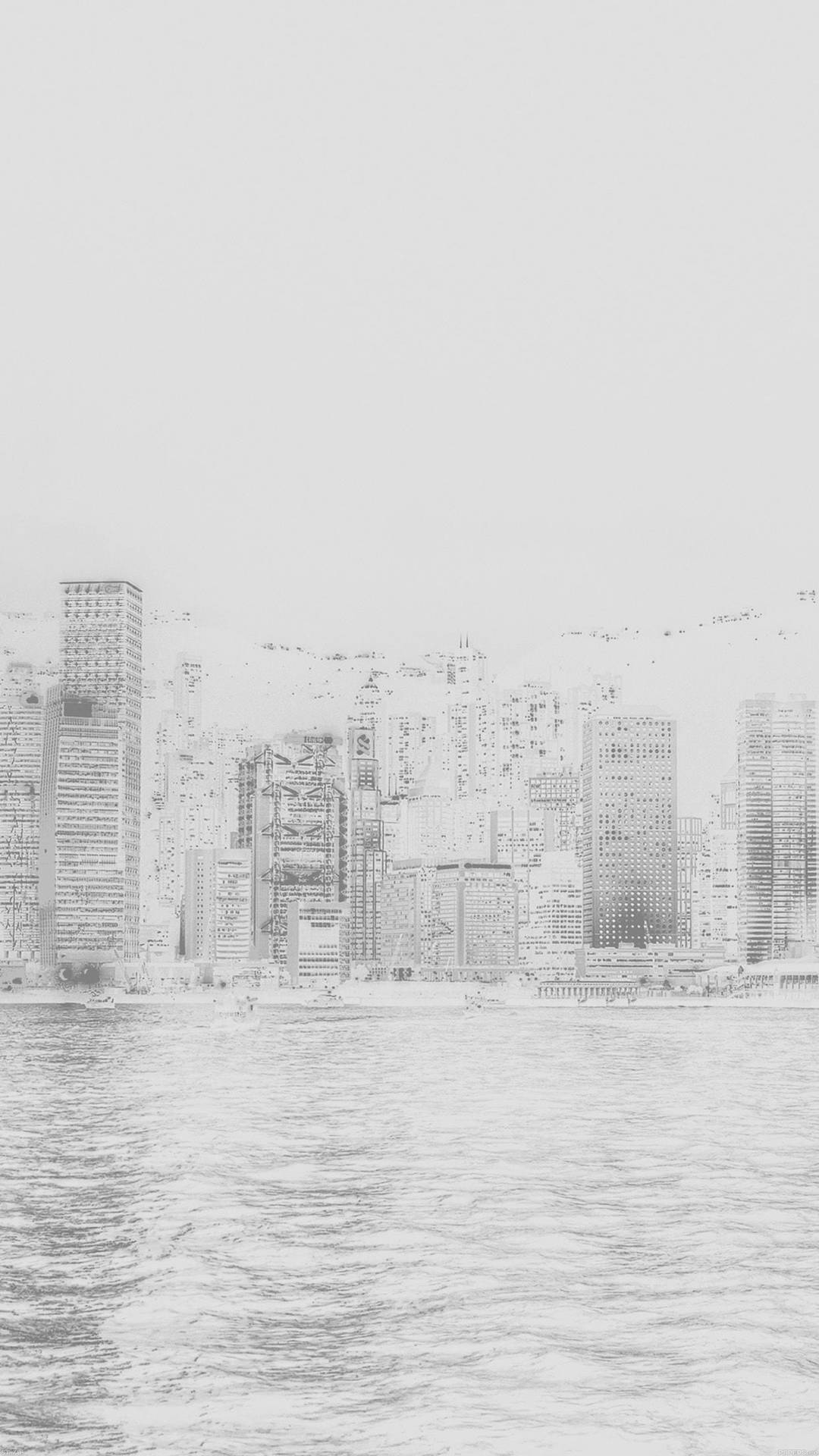 Hong Kong Silhouetted In Cool White Background