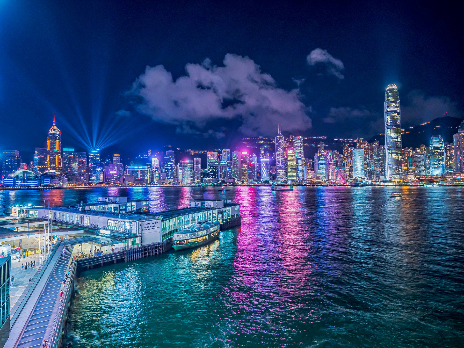 Hong Kong Skyline Rainbow Lights