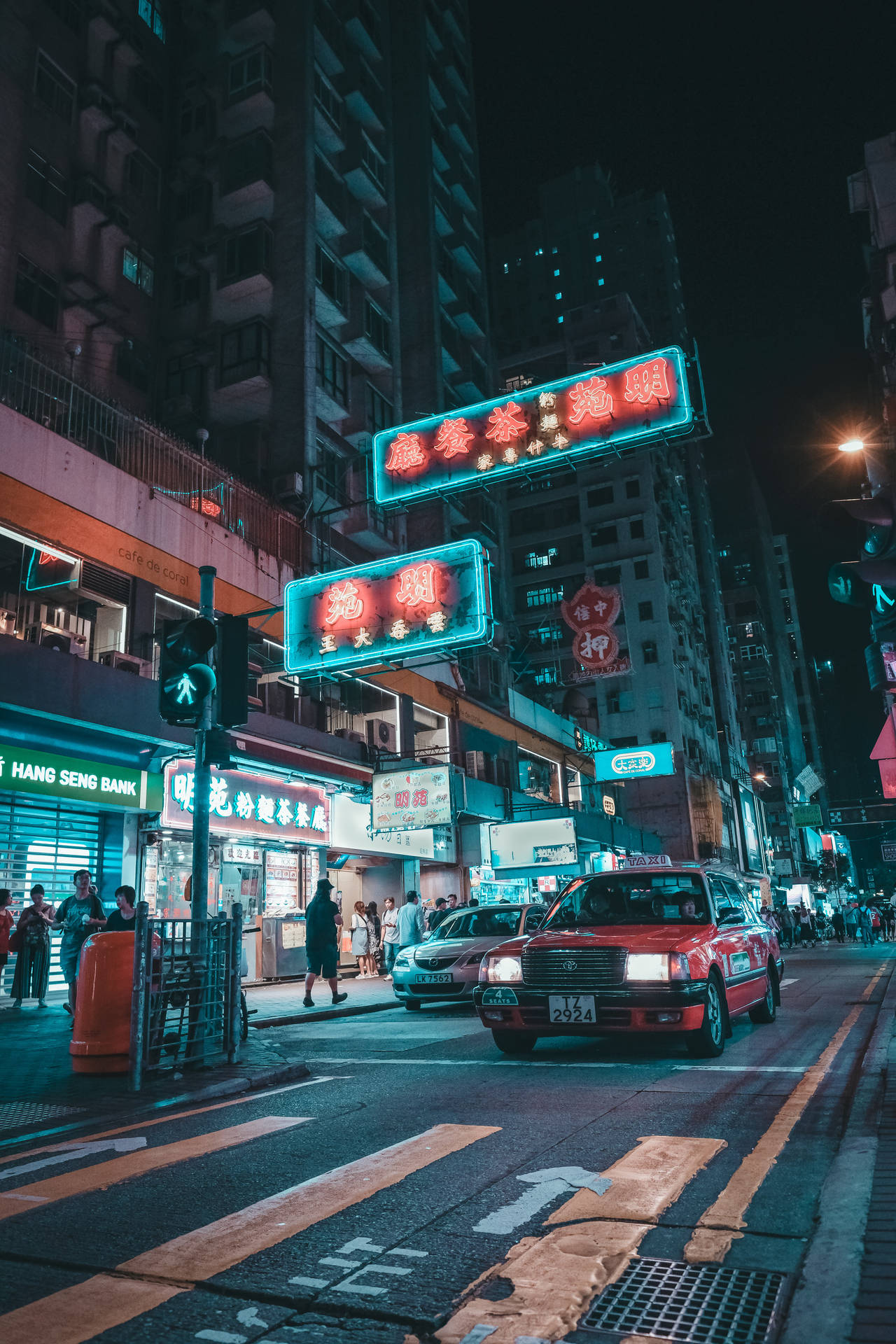 Hong Kong Street With Neon Sign