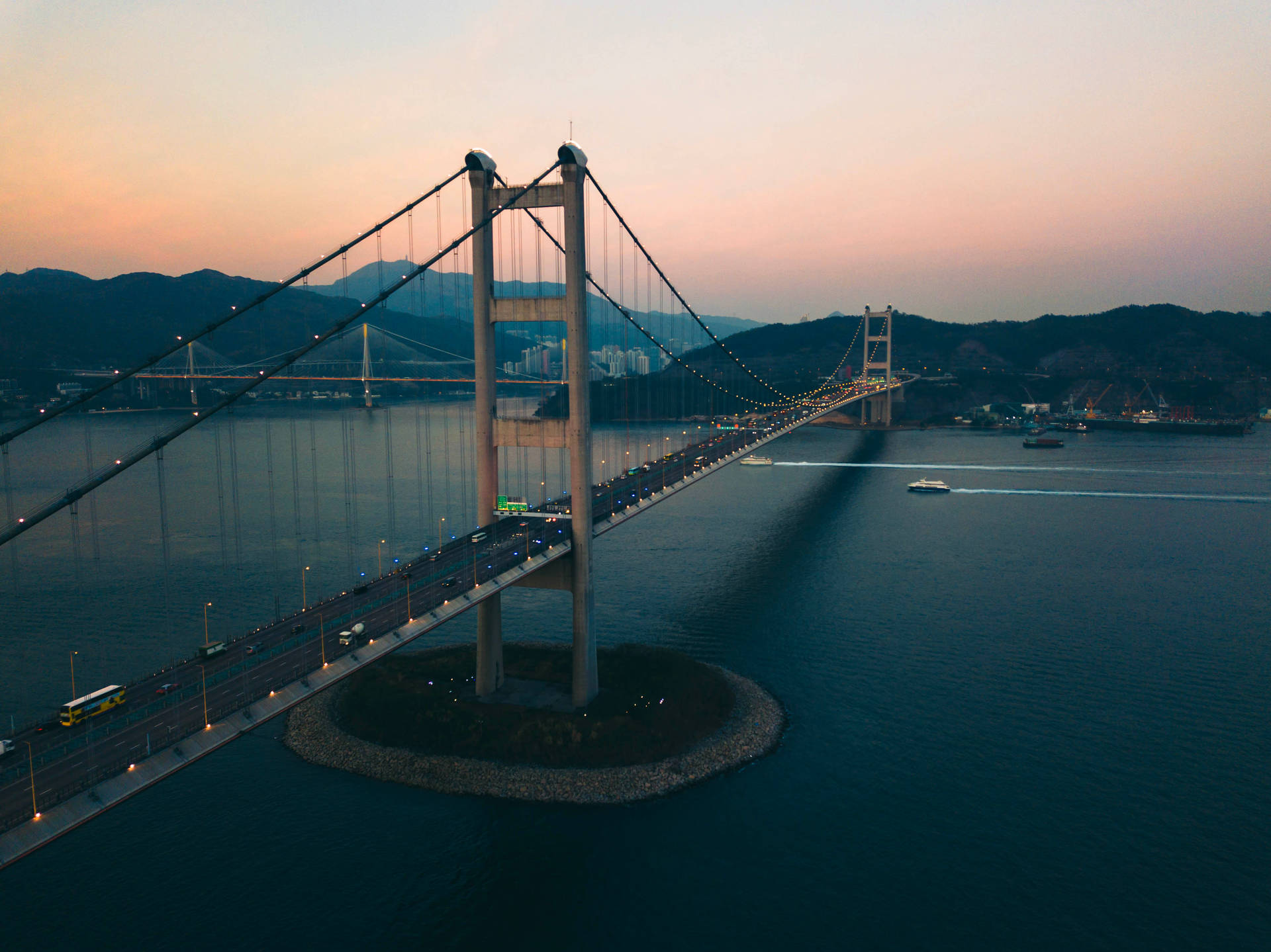 Hong Kong Tsing Ma Bridge Background
