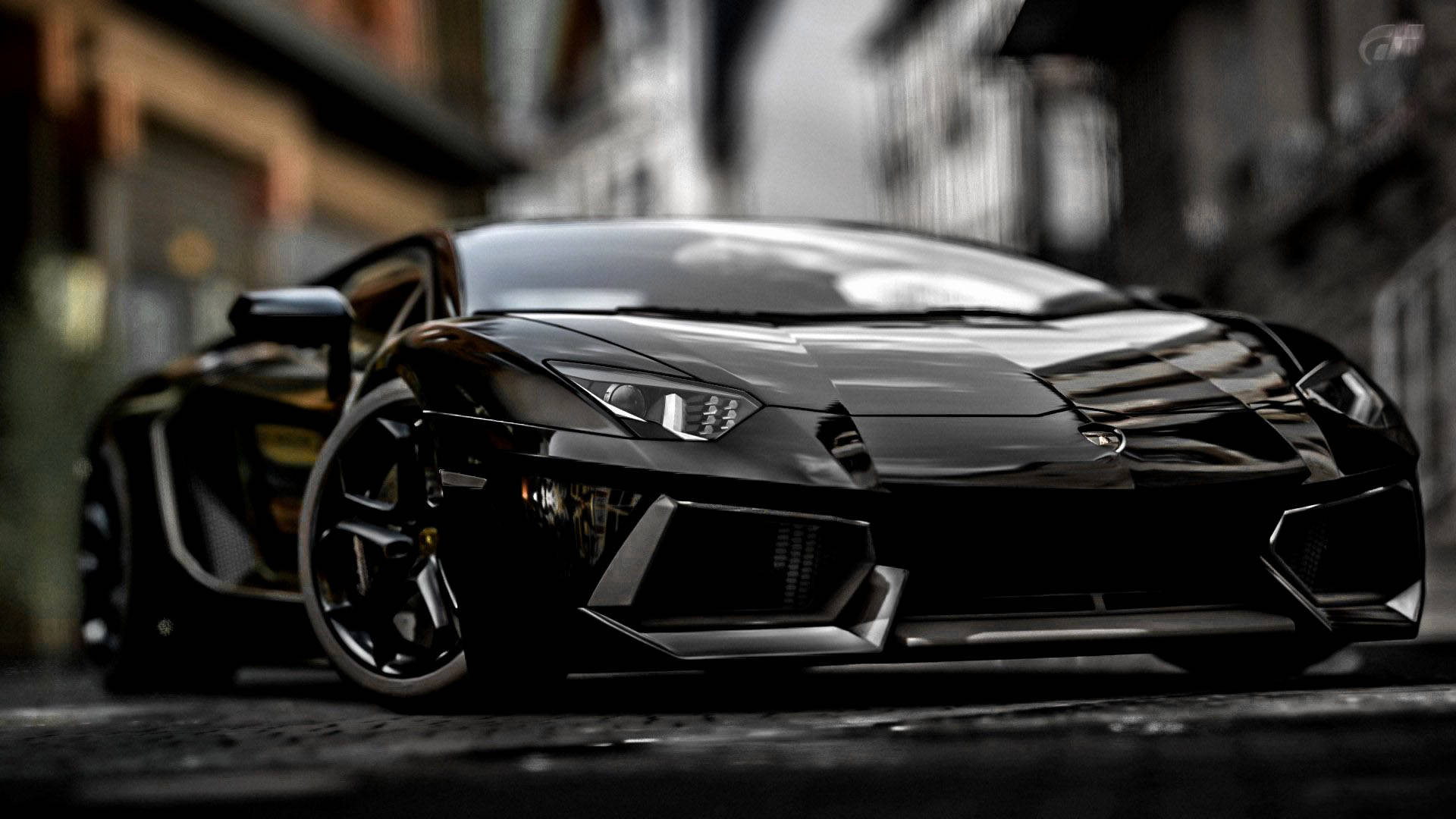 Hood Of Lamborghini Aventador Black Sports Cars Background