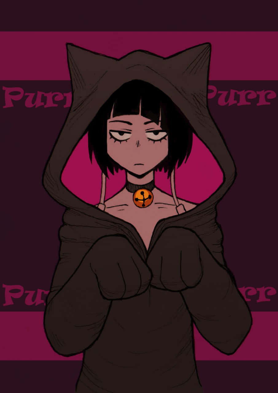 Hooded Figure Cat Ears Necklace Art Background