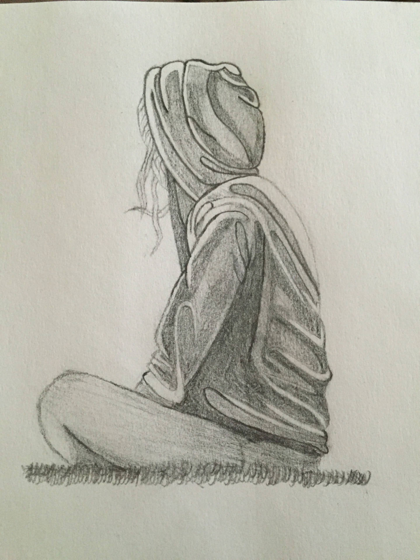 Hooded Girl Sad Drawing Background