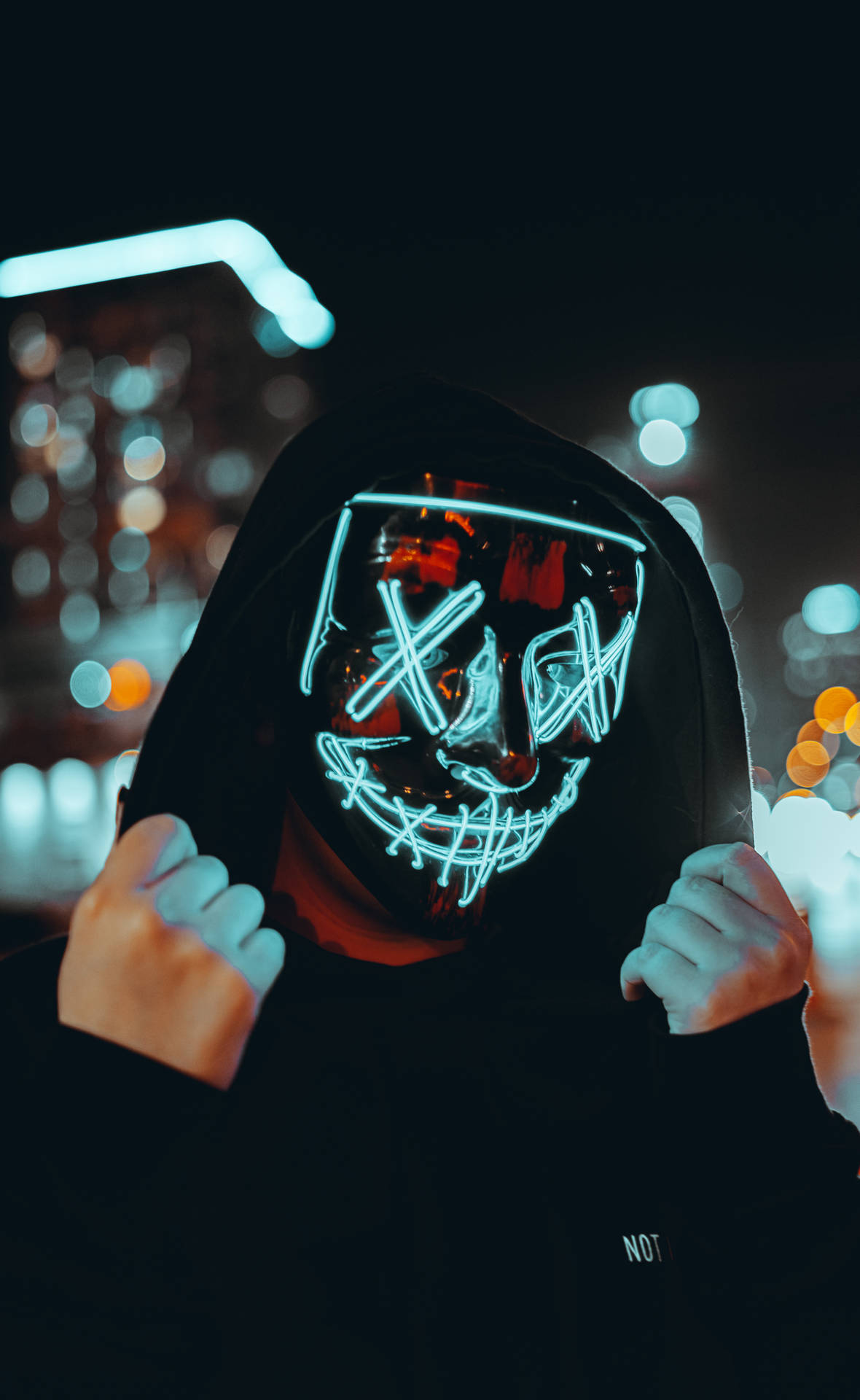 Hooded Man With The Purge Mask Background