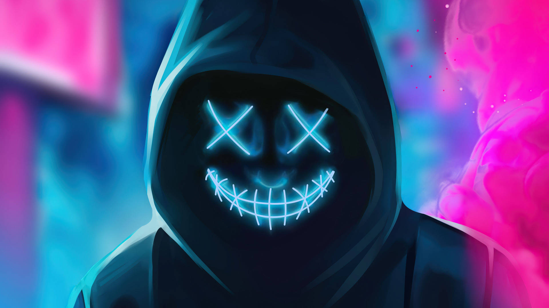 Hooded Neon Smile Background