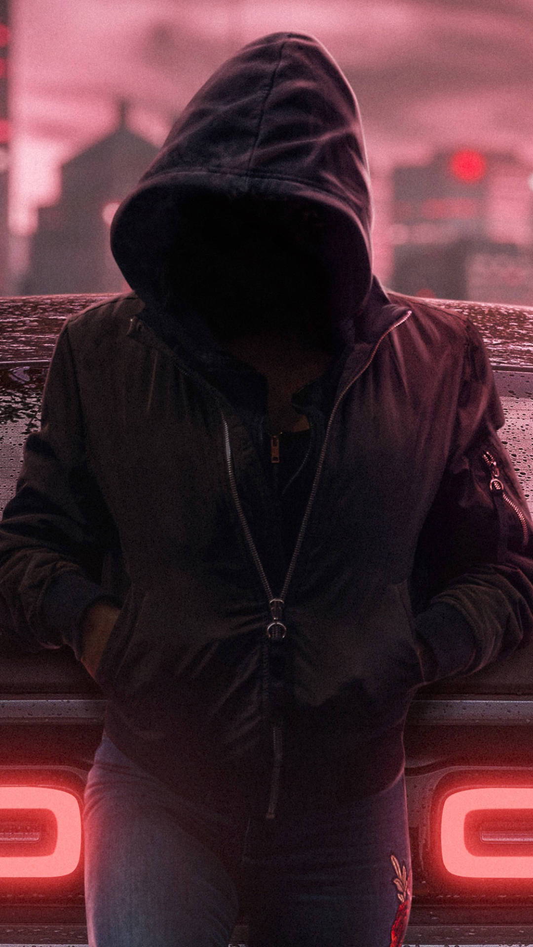 Hooded Stranger On Phone In An Urban Setting