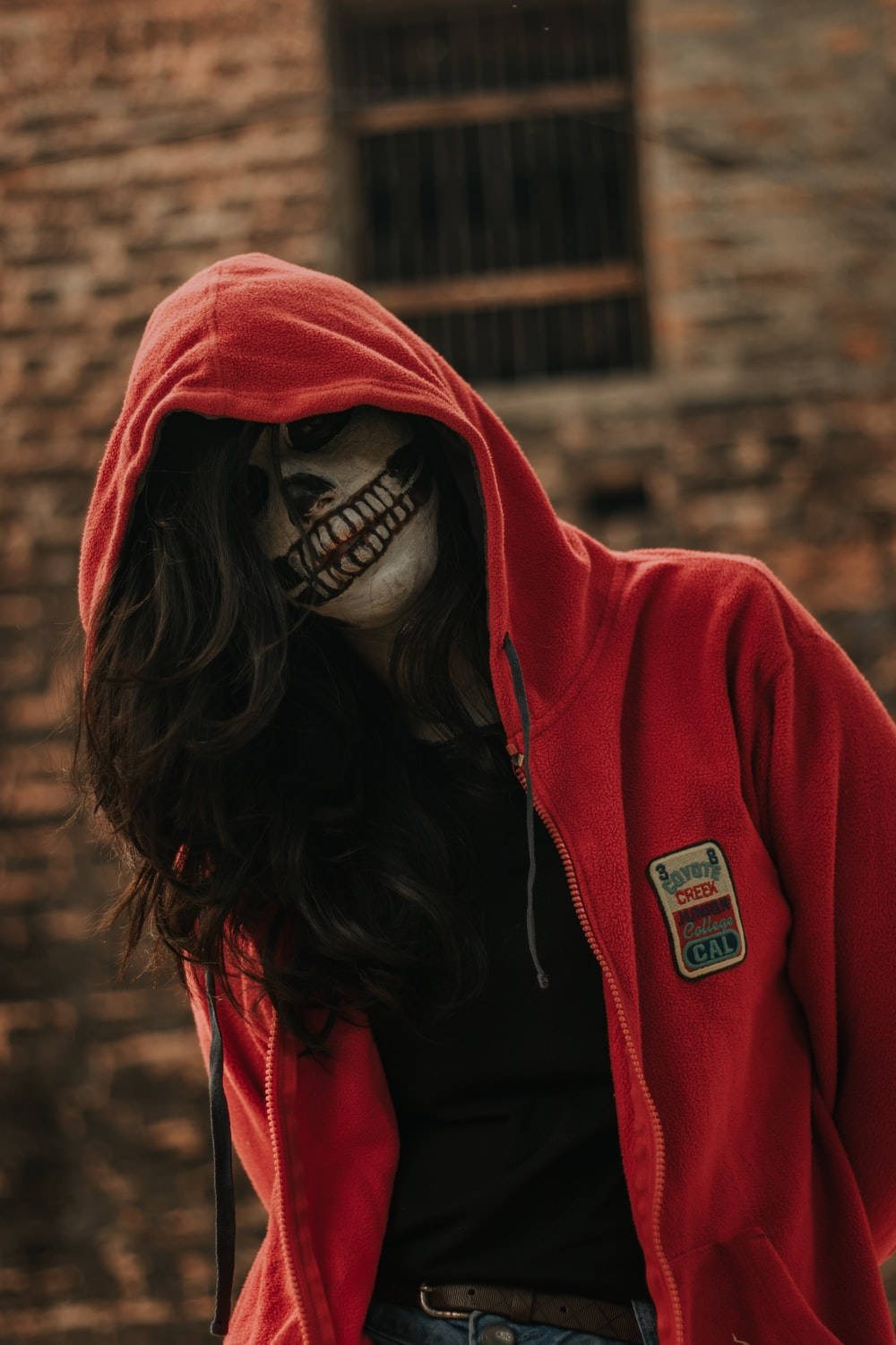 Hoodie Girl Skeleton Face Paint