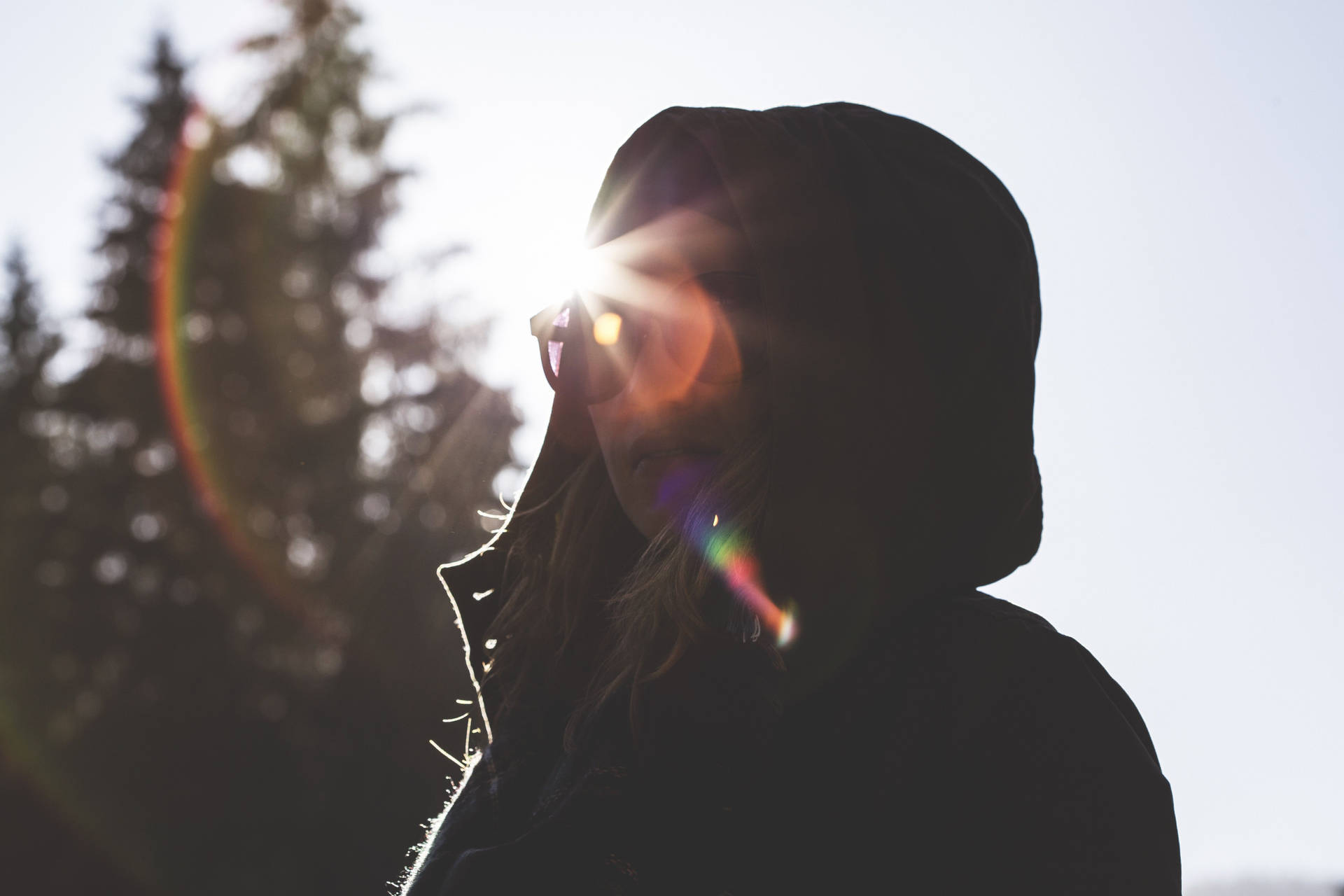 Hoodie Girl Wearing Glasses Background