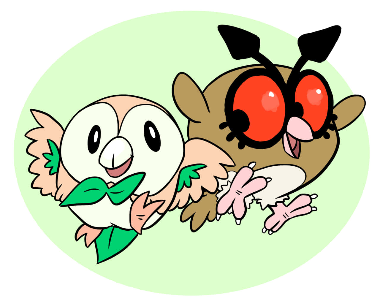 Hoothoot And Rowlet Cute Animation Background