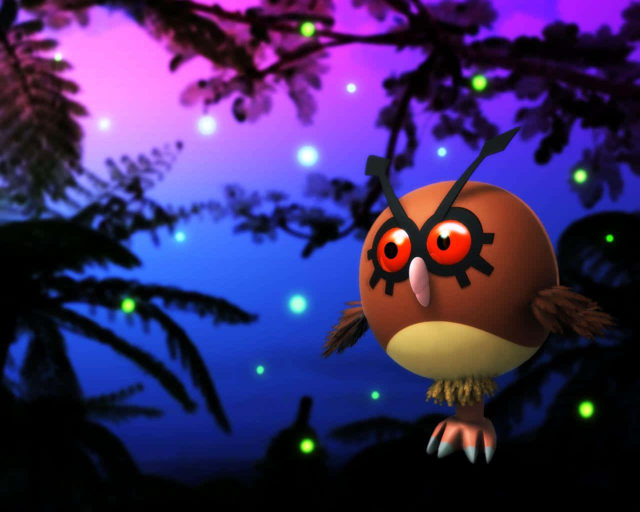 Hoothoot Gradient Purple And Blue Background Background