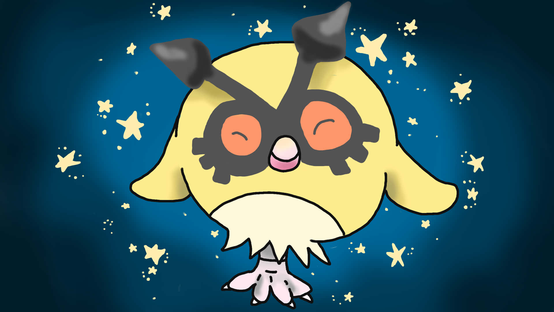 Hoothoot Illustration On Blue Background Background