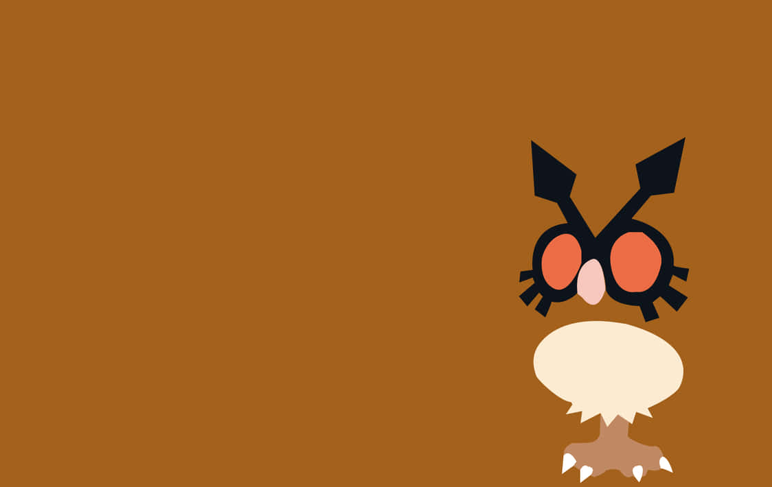 Hoothoot Illustration On Bright Brown Background Background