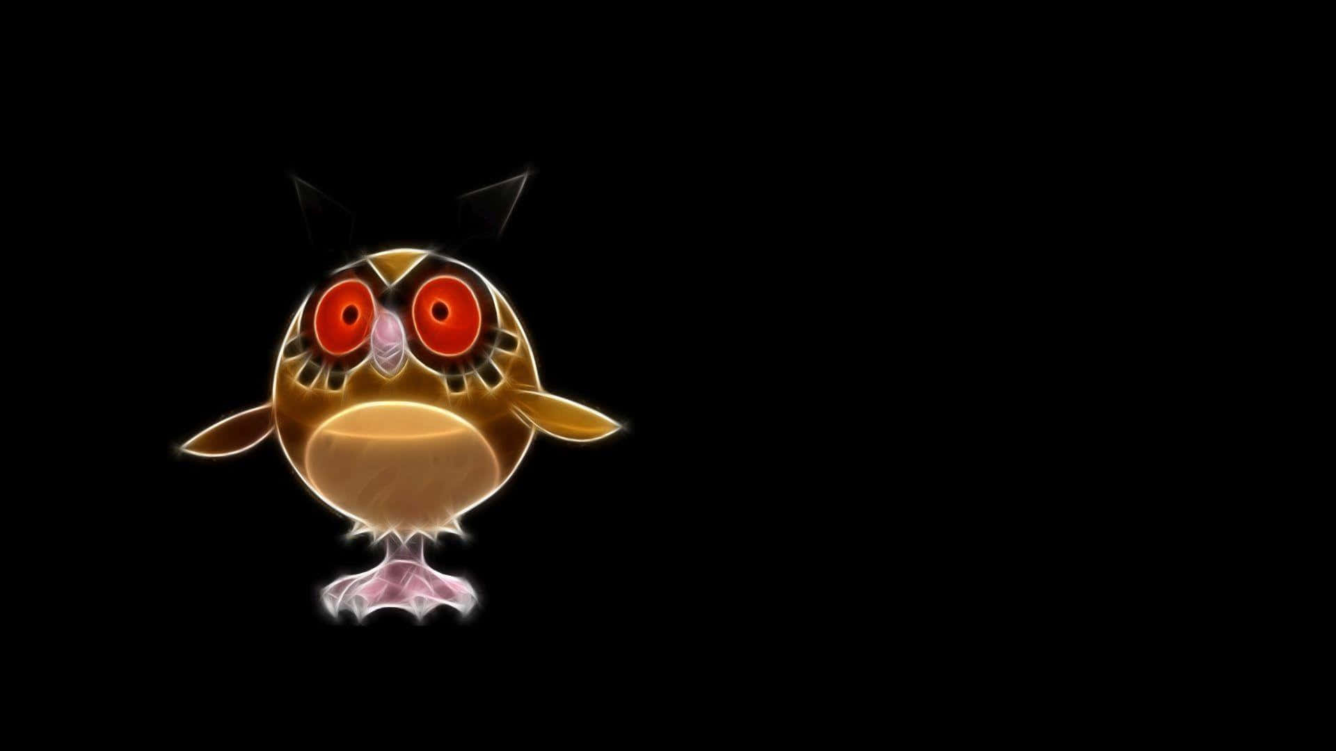 Hoothoot Illustration On Left Of Black Background Background