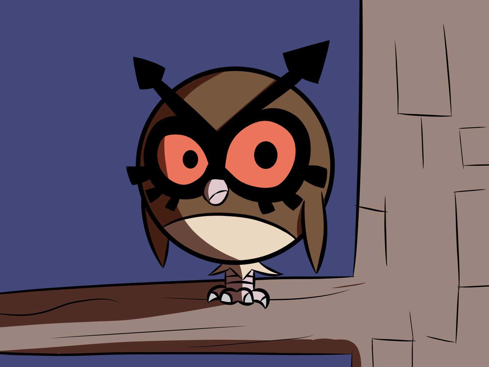 Hoothoot On A Branch 2d Illustration Background