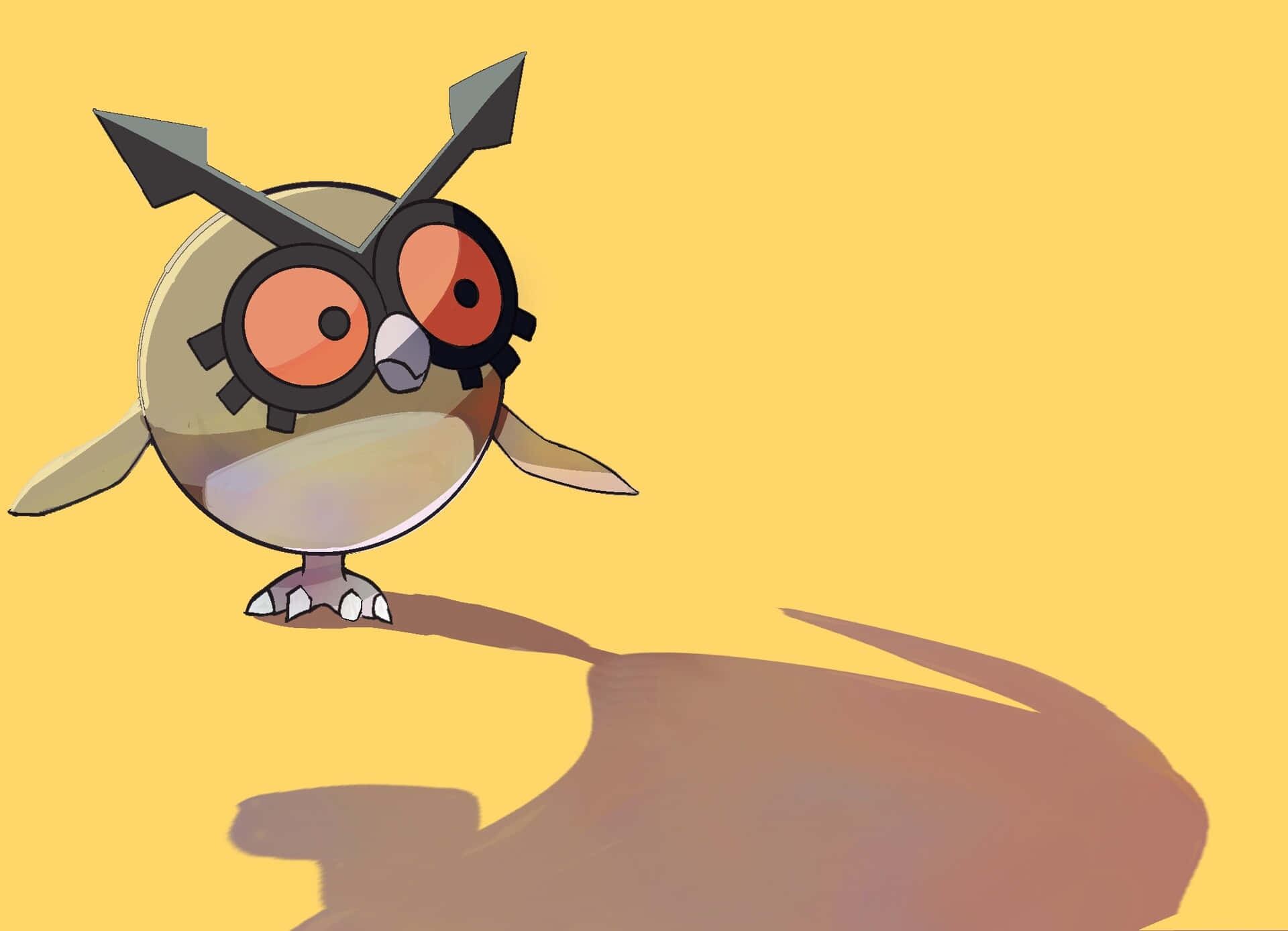 Hoothoot Pokemon With Shadow Illustration Background