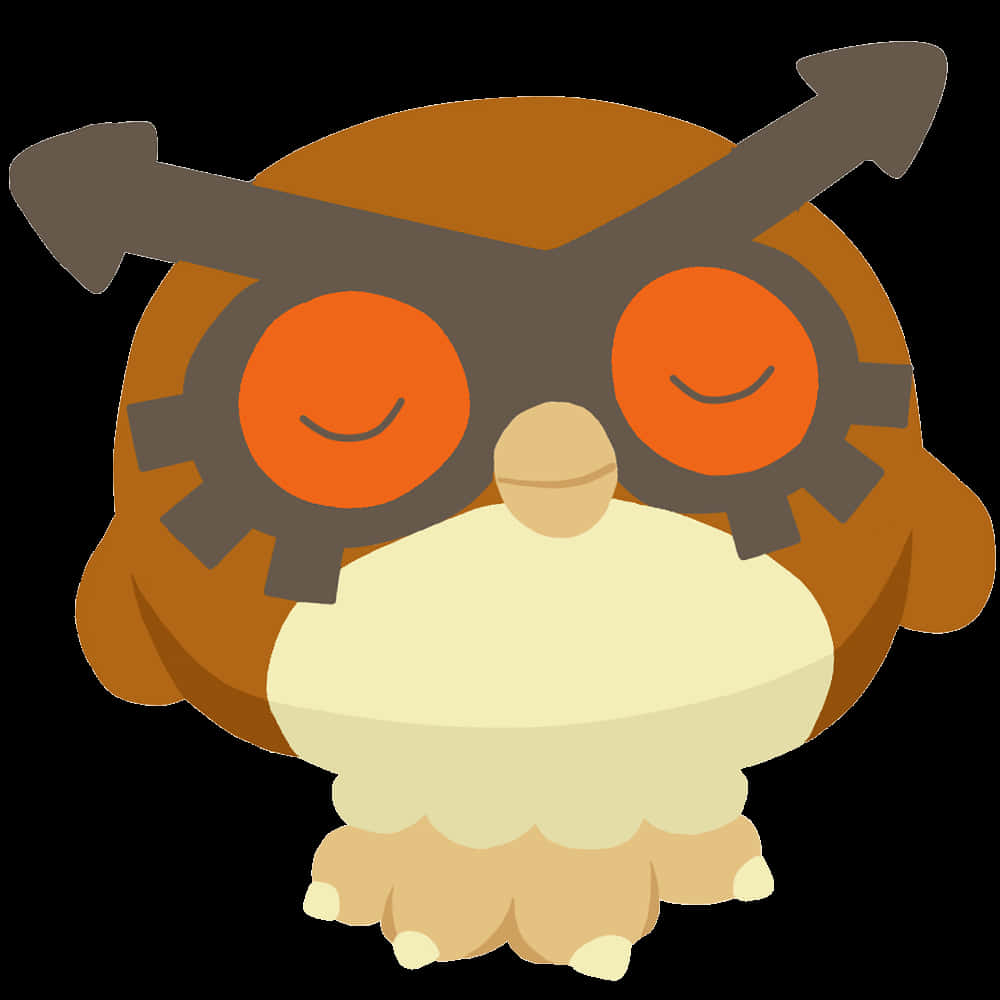Hoothoot With Closed Eyes White Background Background
