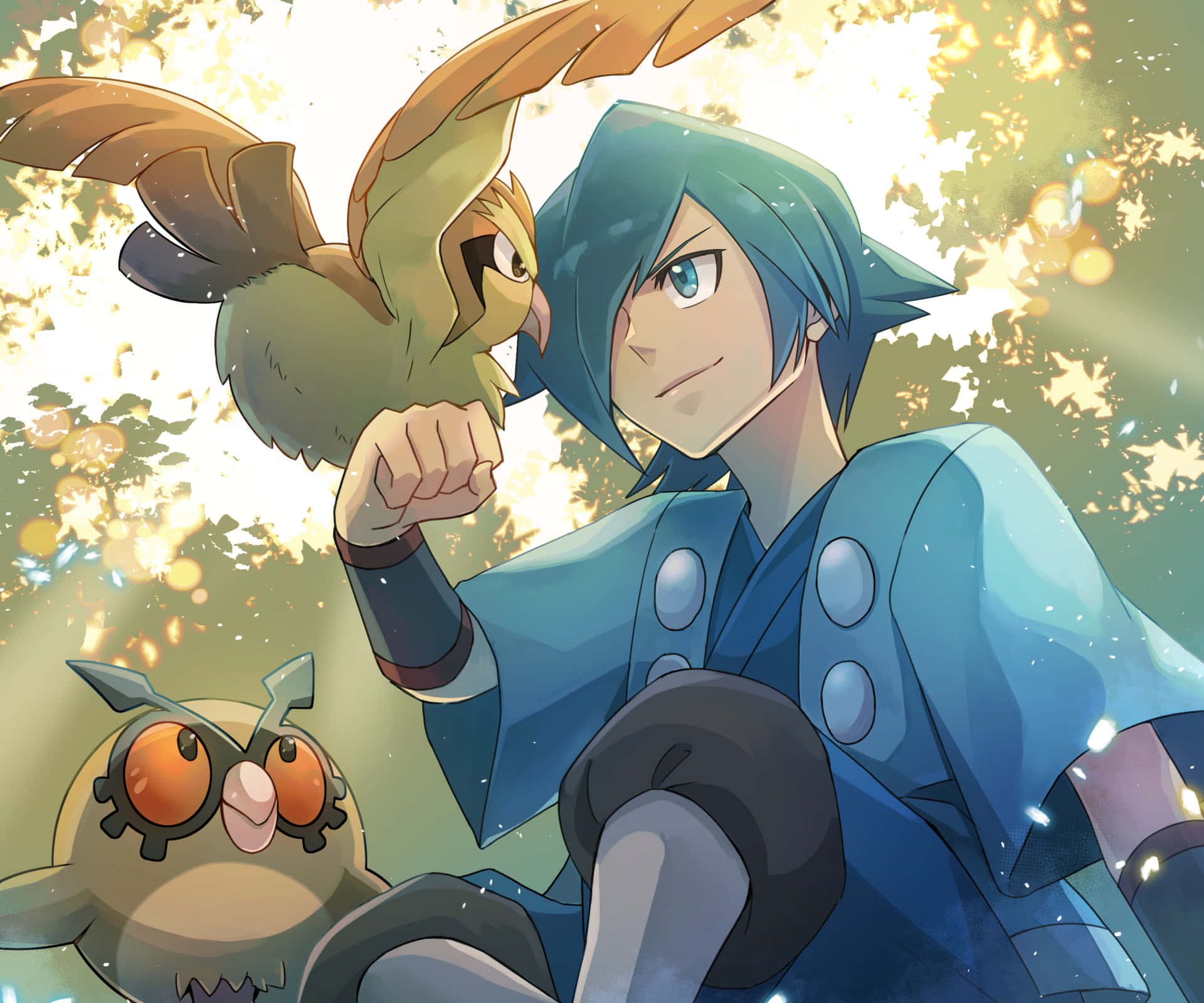 Hoothoot With Falkner And Pidgeotto Background