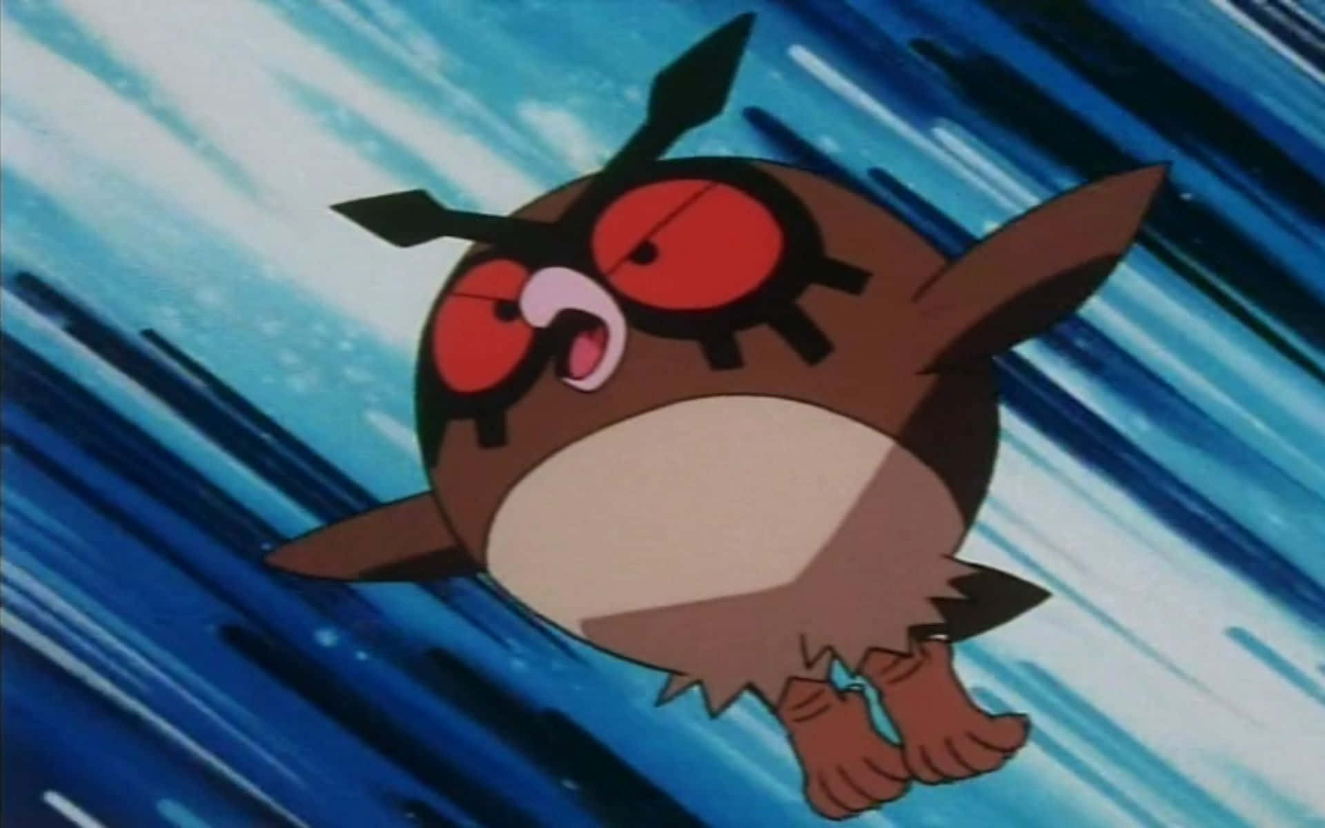 Hoothoot With Striped Blue Background Background