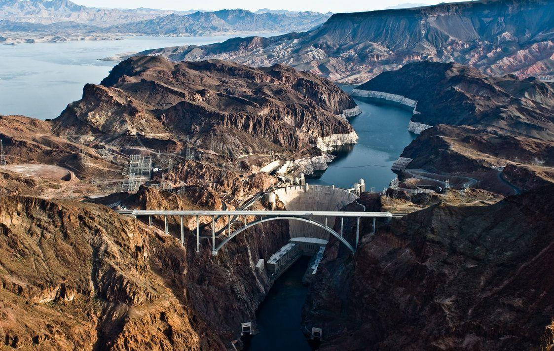 Hoover Dam And Mountain Landscape Background