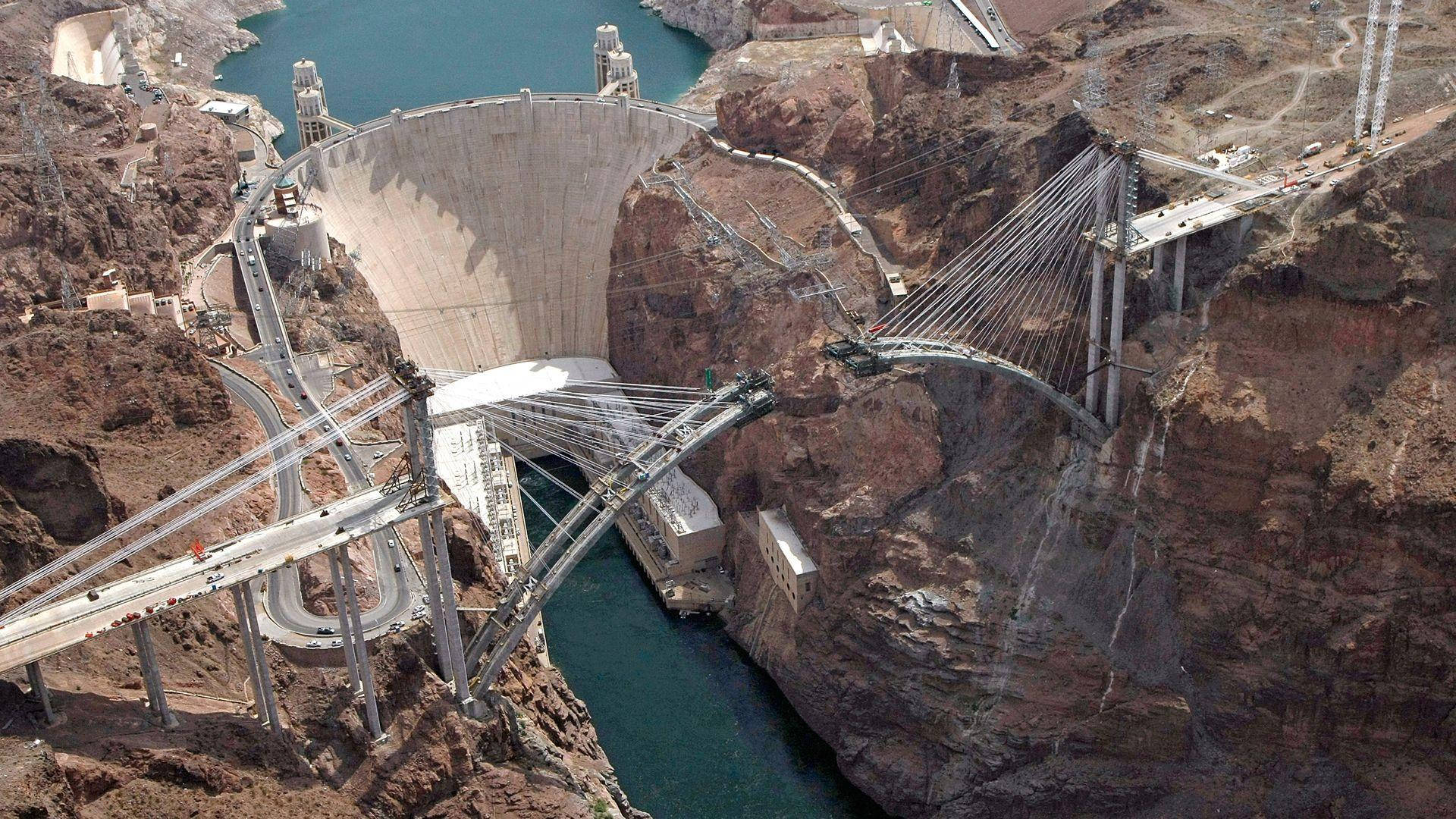 Hoover Dam Highway Under Construction Background