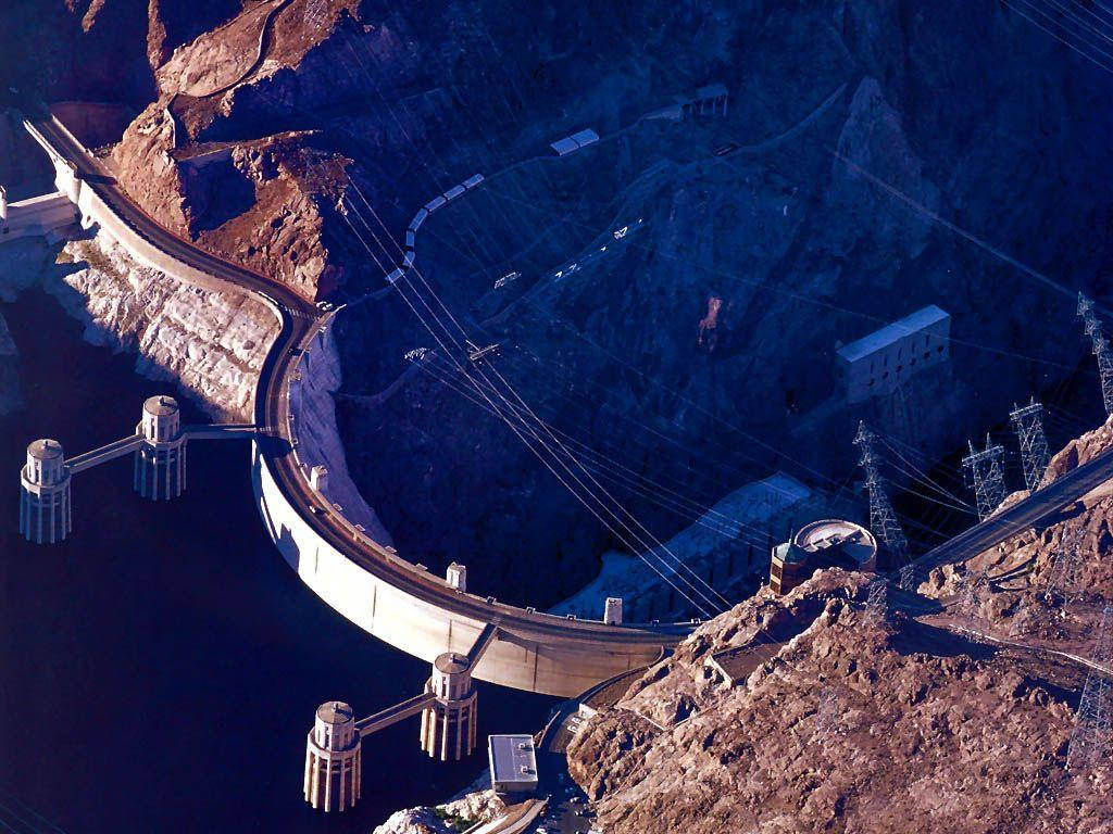 Hoover Dam Illuminated By Sunlight