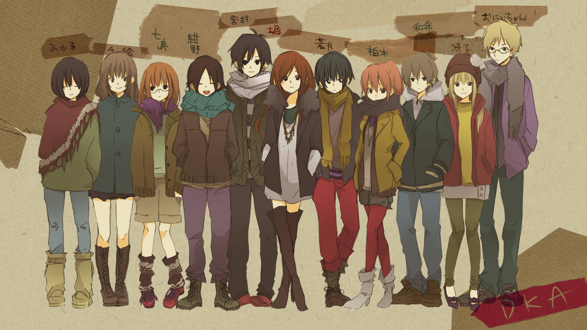 Horimiya Characters In Winter Outfits Background