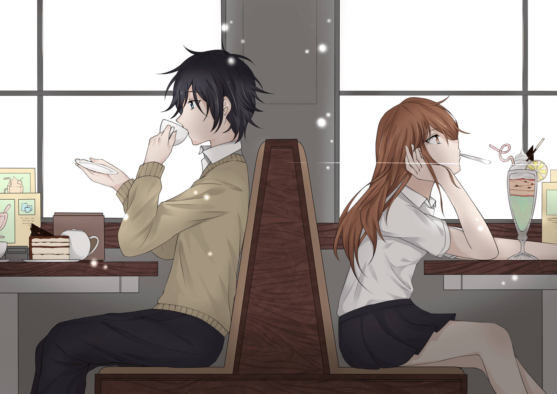 Horimiya Hori And Miyamura Diner Background