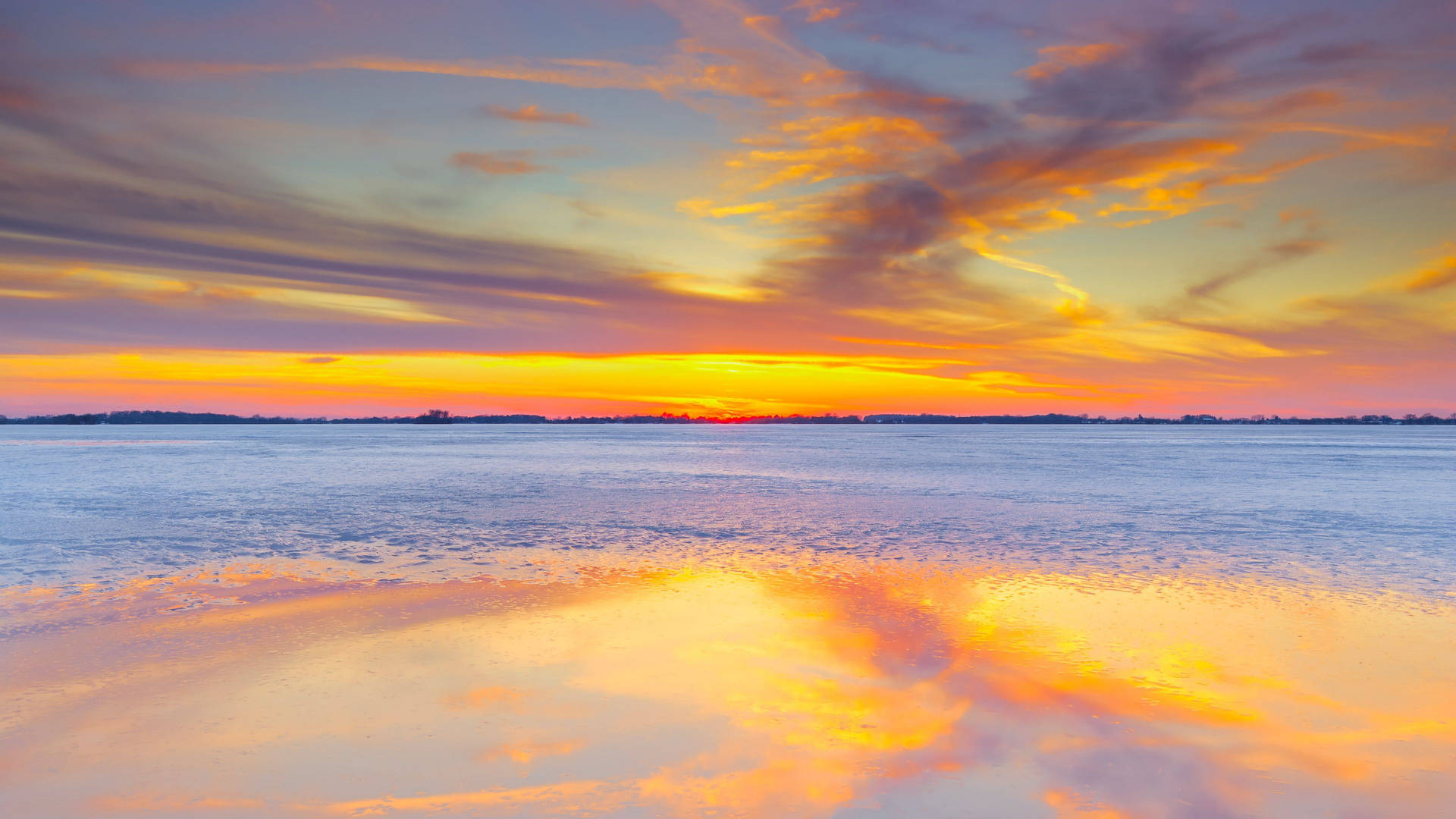 Horizon Above Reflective Water Background