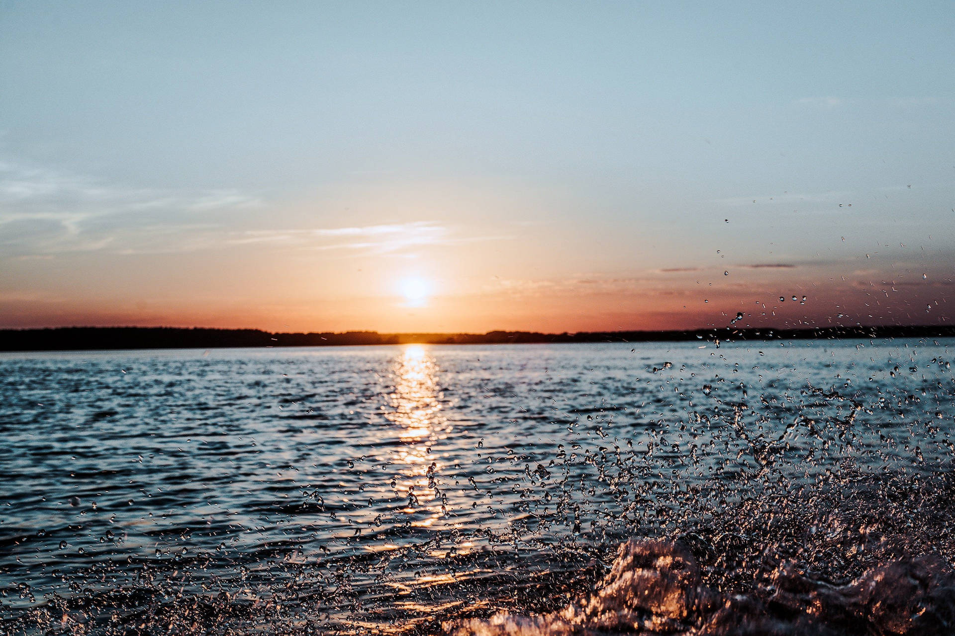 Horizon Sunset Ocean Background